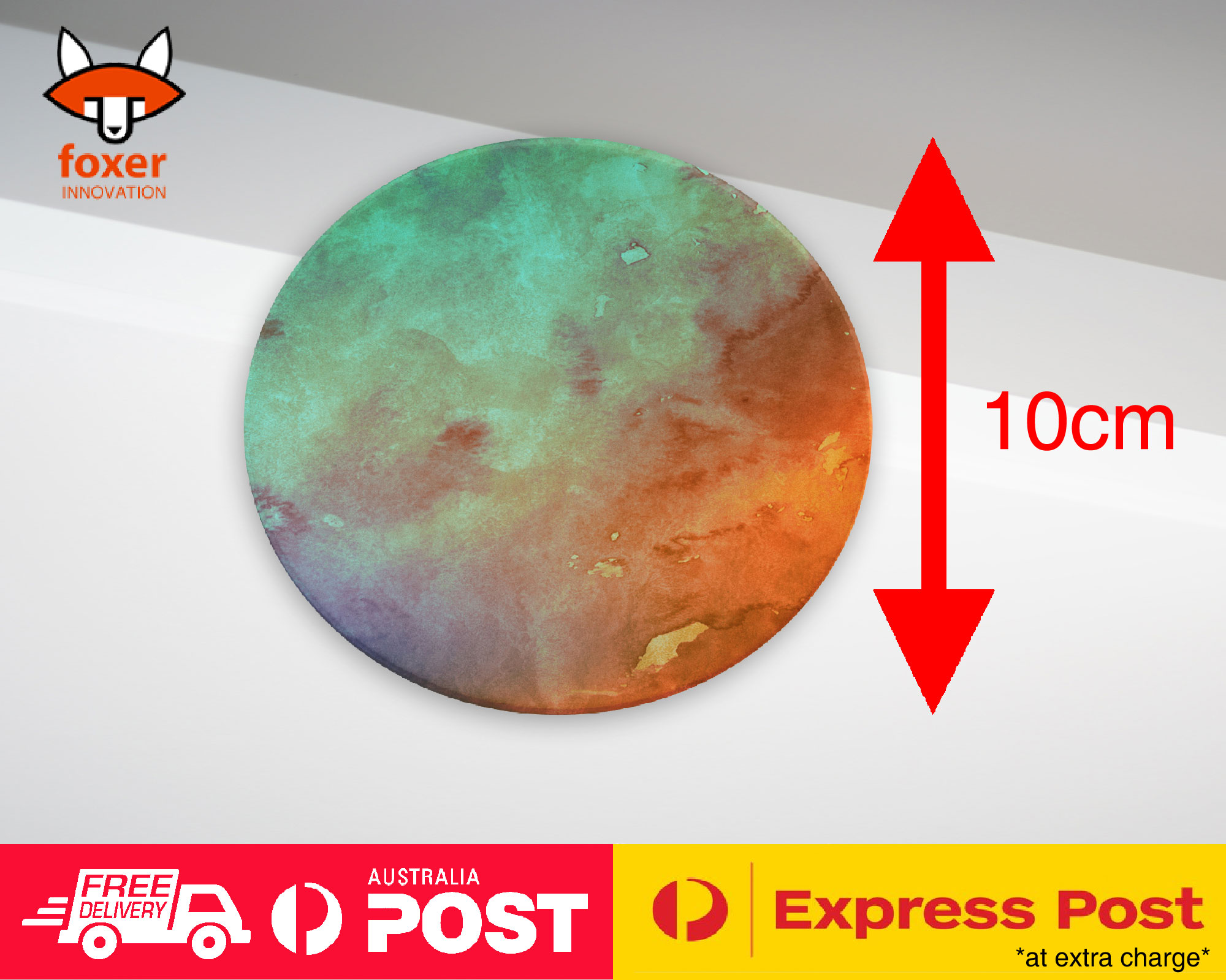 COASTER COFFEE DRINKING MAT|ORANGE TEAL WATERCOLOR 26