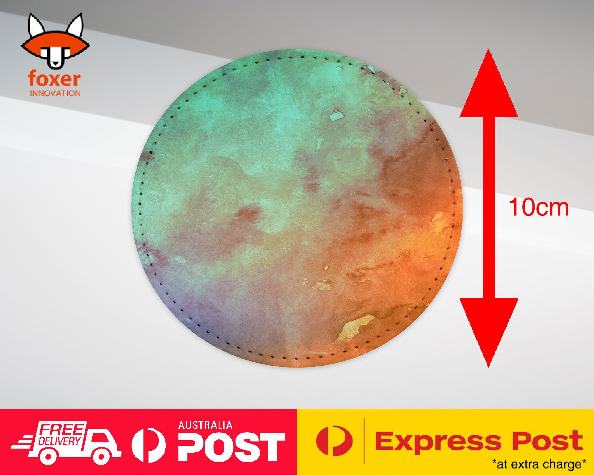 COASTER COFFEE DRINKING MAT|ORANGE TEAL WATERCOLOR 26