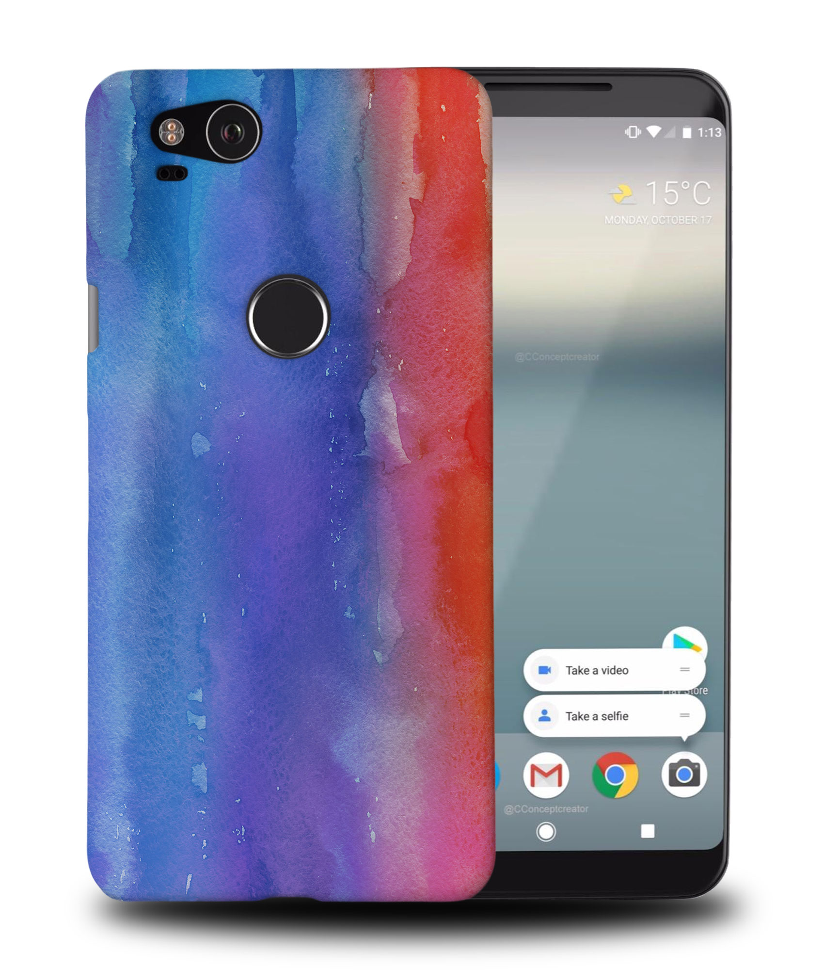 CASE COVER FOR GOOGLE PIXEL|RED BLUE WATERCOLOR 44 - 第 9/11 張圖片