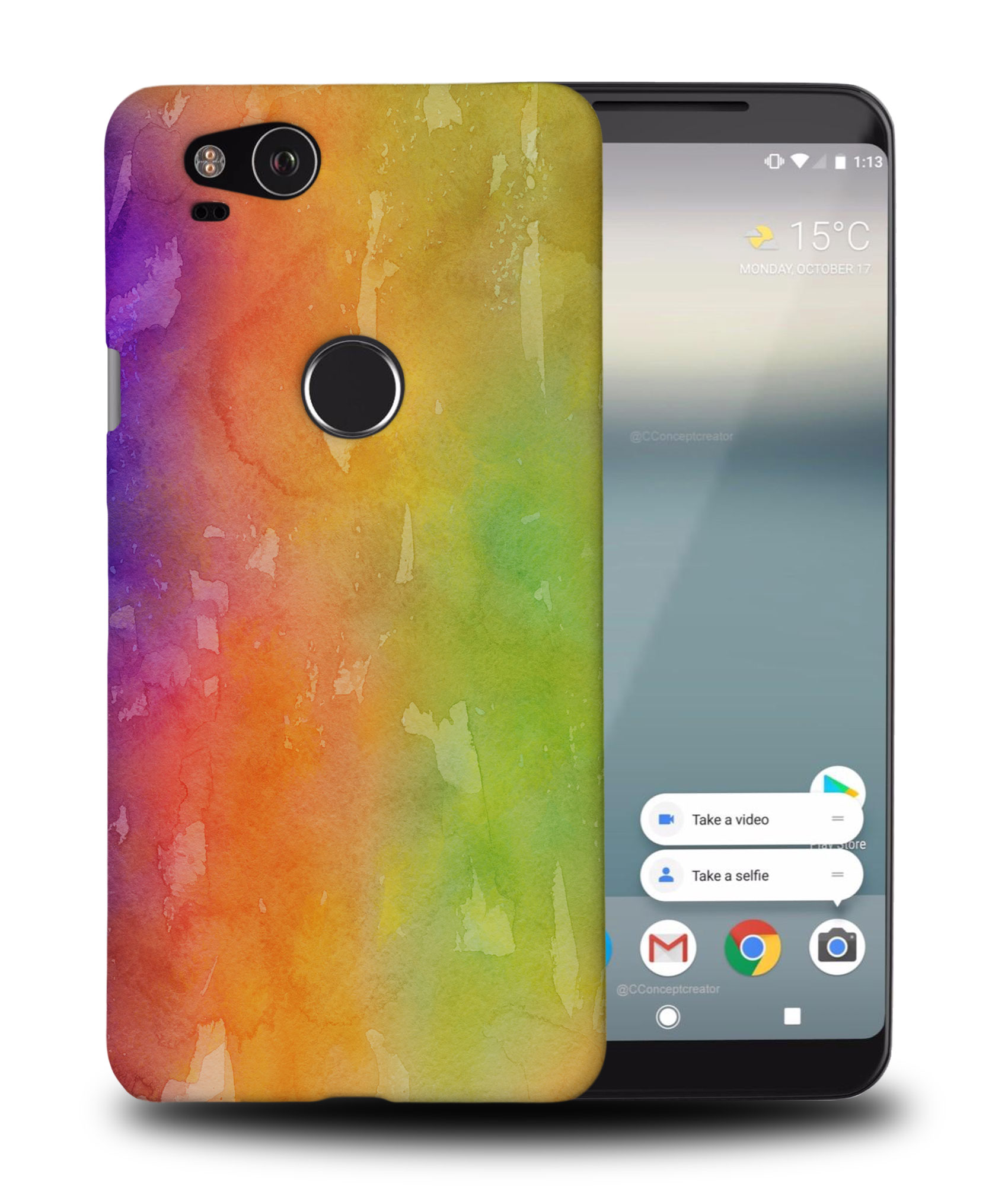 CASE COVER FOR GOOGLE PIXEL|GREEN ORANGE WATERCOLOR 51 - 第 9/11 張圖片