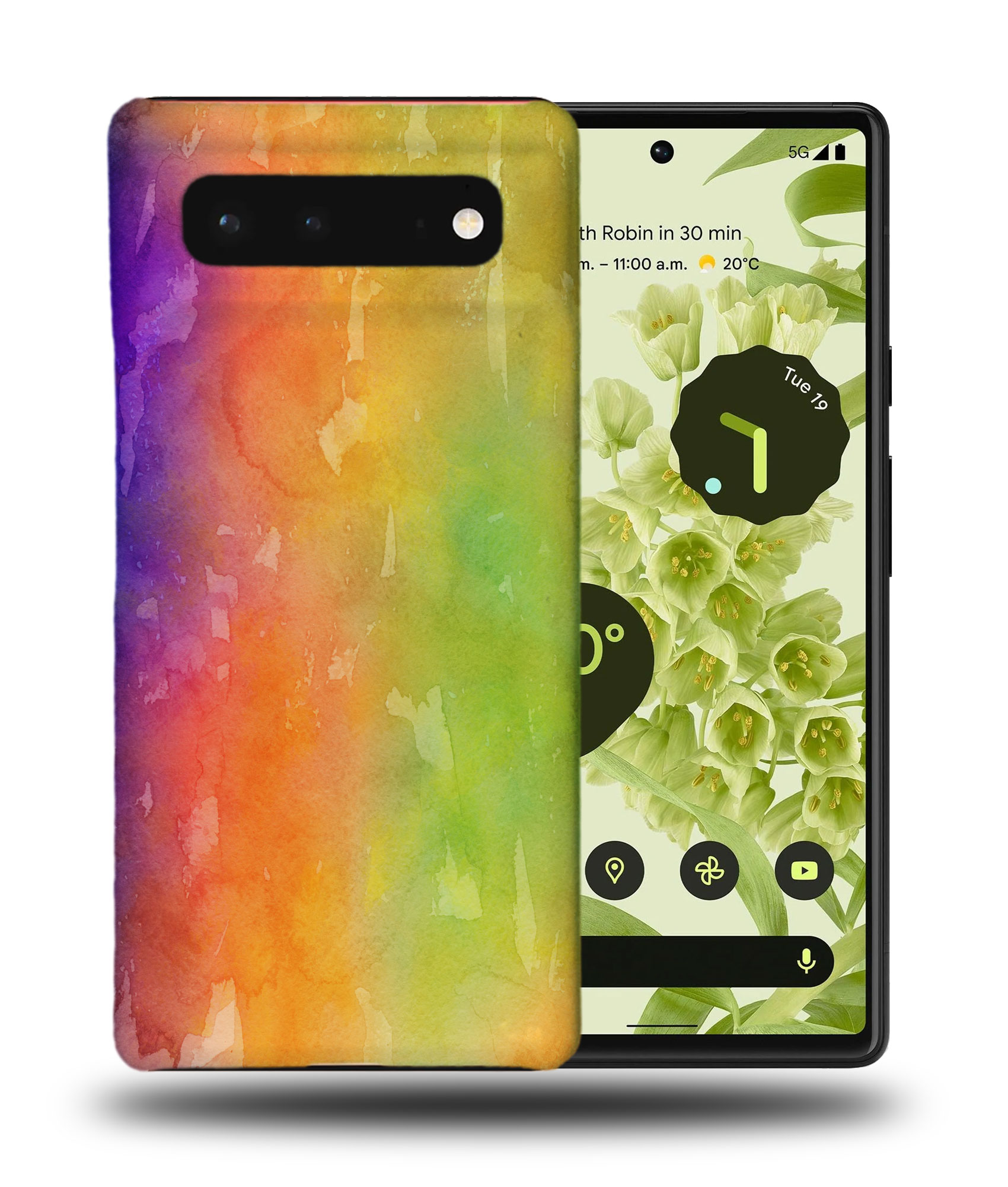 CASE COVER FOR GOOGLE PIXEL|GREEN ORANGE WATERCOLOR 51 - 第 3/11 張圖片
