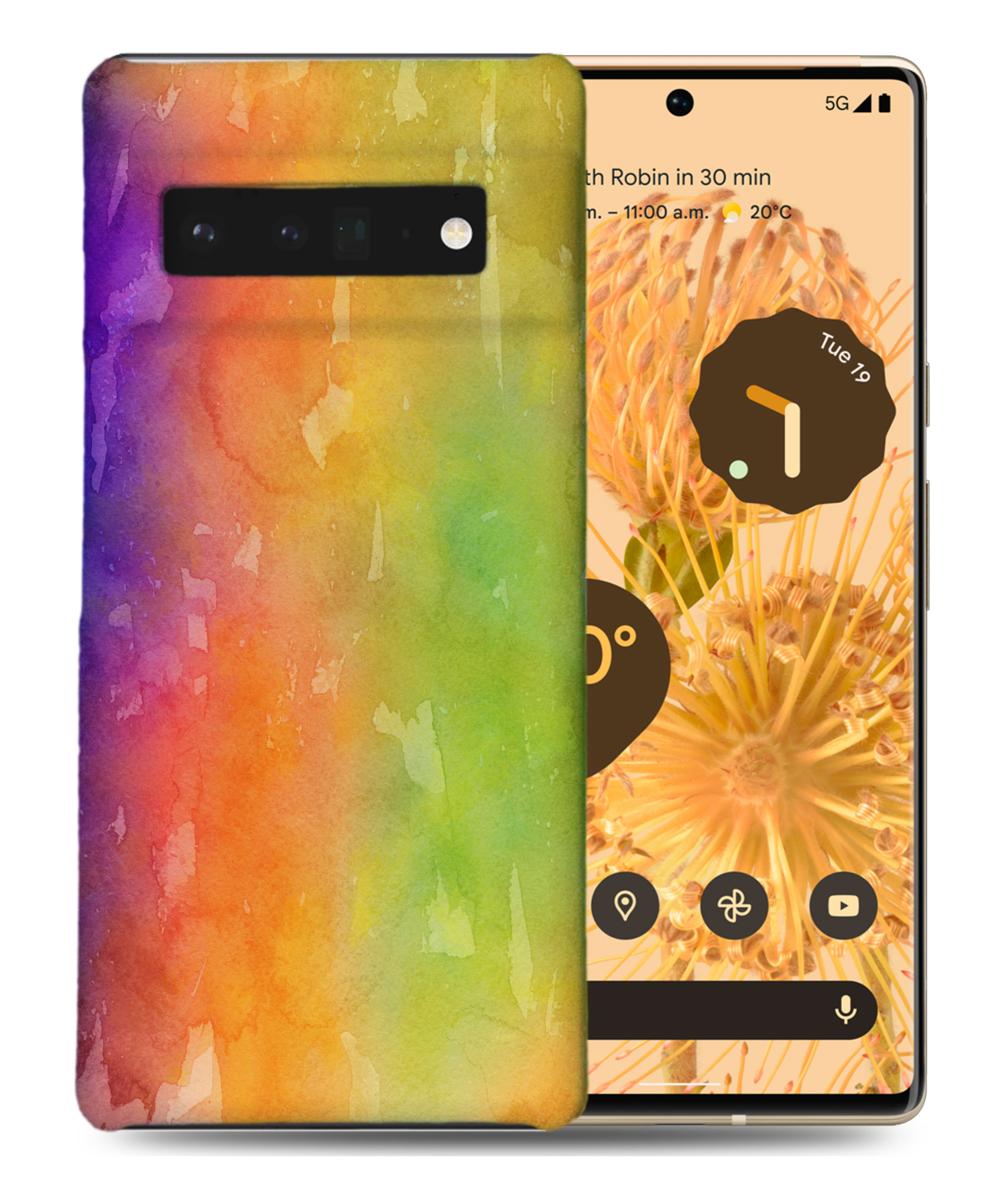 CASE COVER FOR GOOGLE PIXEL|GREEN ORANGE WATERCOLOR 51 - 第 2/11 張圖片