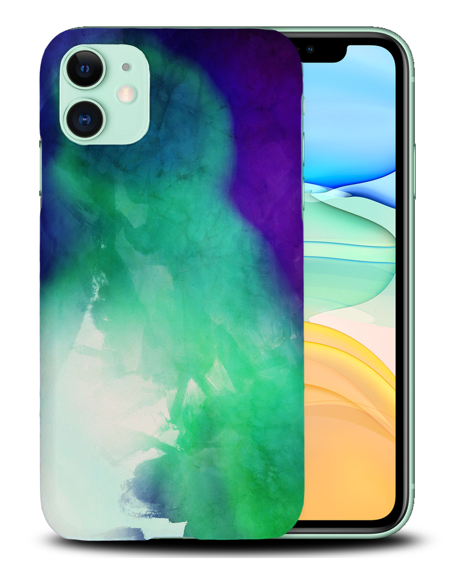 CASE COVER FOR APPLE IPHONE|PURPLE GREEN WATERCOLOR 71 - Picture 24 of 44