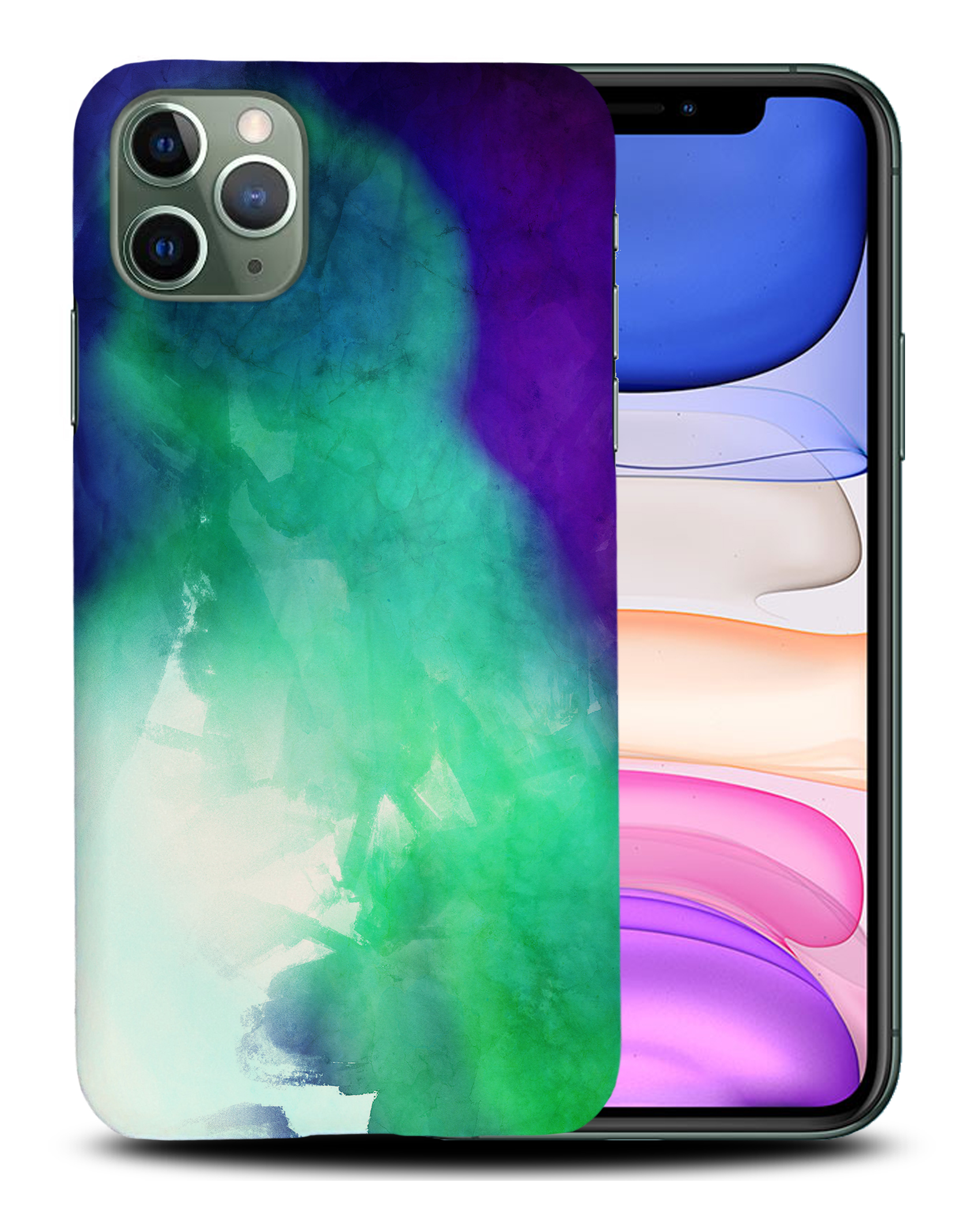 CASE COVER FOR APPLE IPHONE|PURPLE GREEN WATERCOLOR 71 - Picture 22 of 44