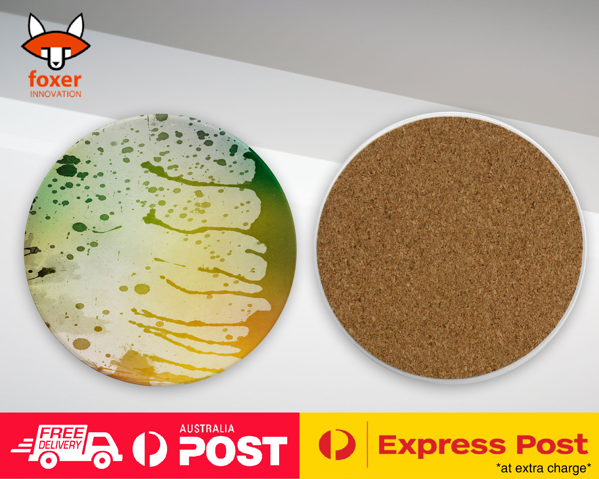 COASTER COFFEE DRINKING MAT|GREEN WATERCOLOR 91