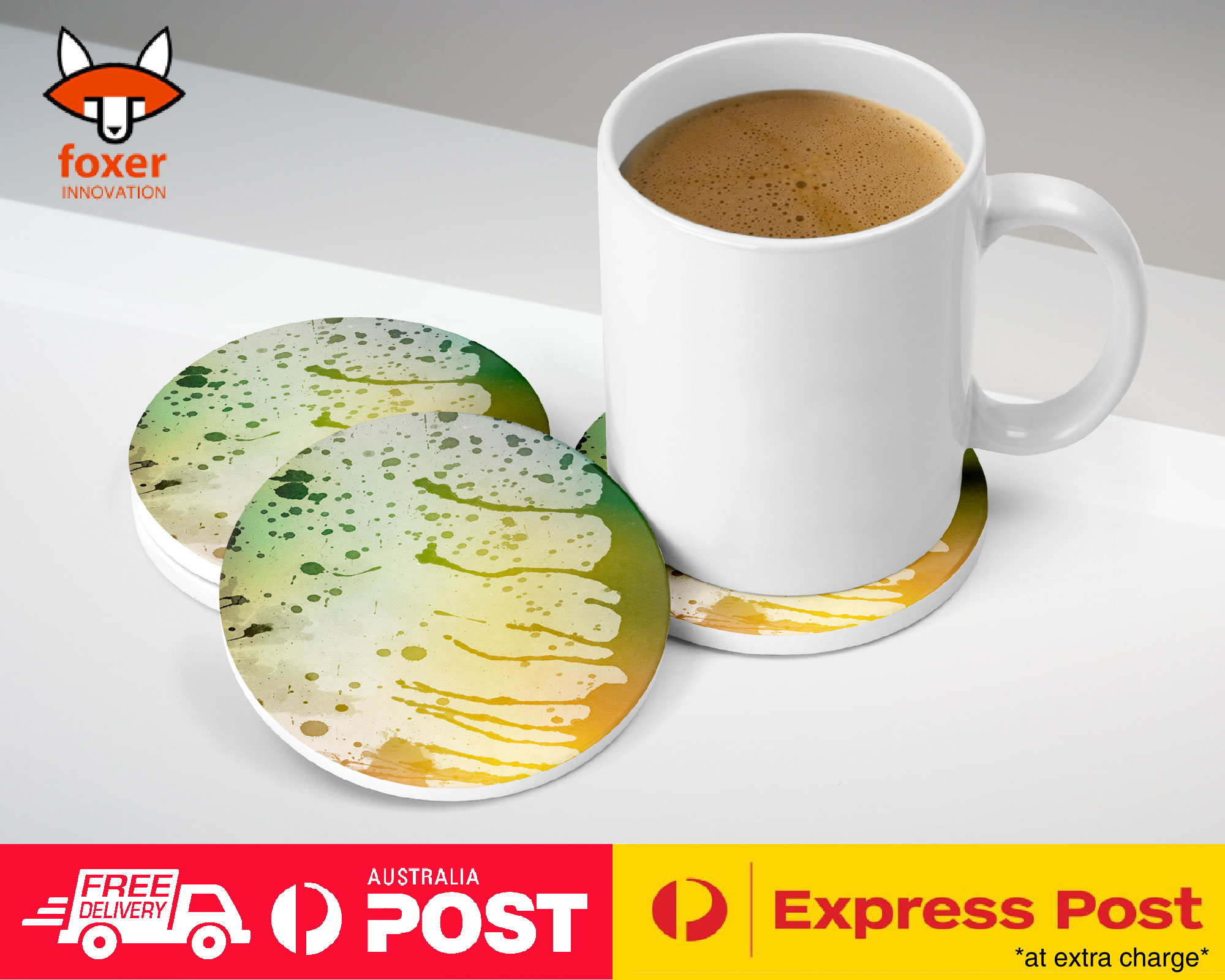 COASTER COFFEE DRINKING MAT|GREEN WATERCOLOR 91