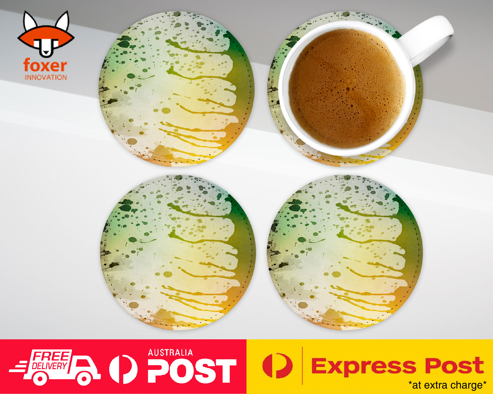 COASTER COFFEE DRINKING MAT|GREEN WATERCOLOR 91