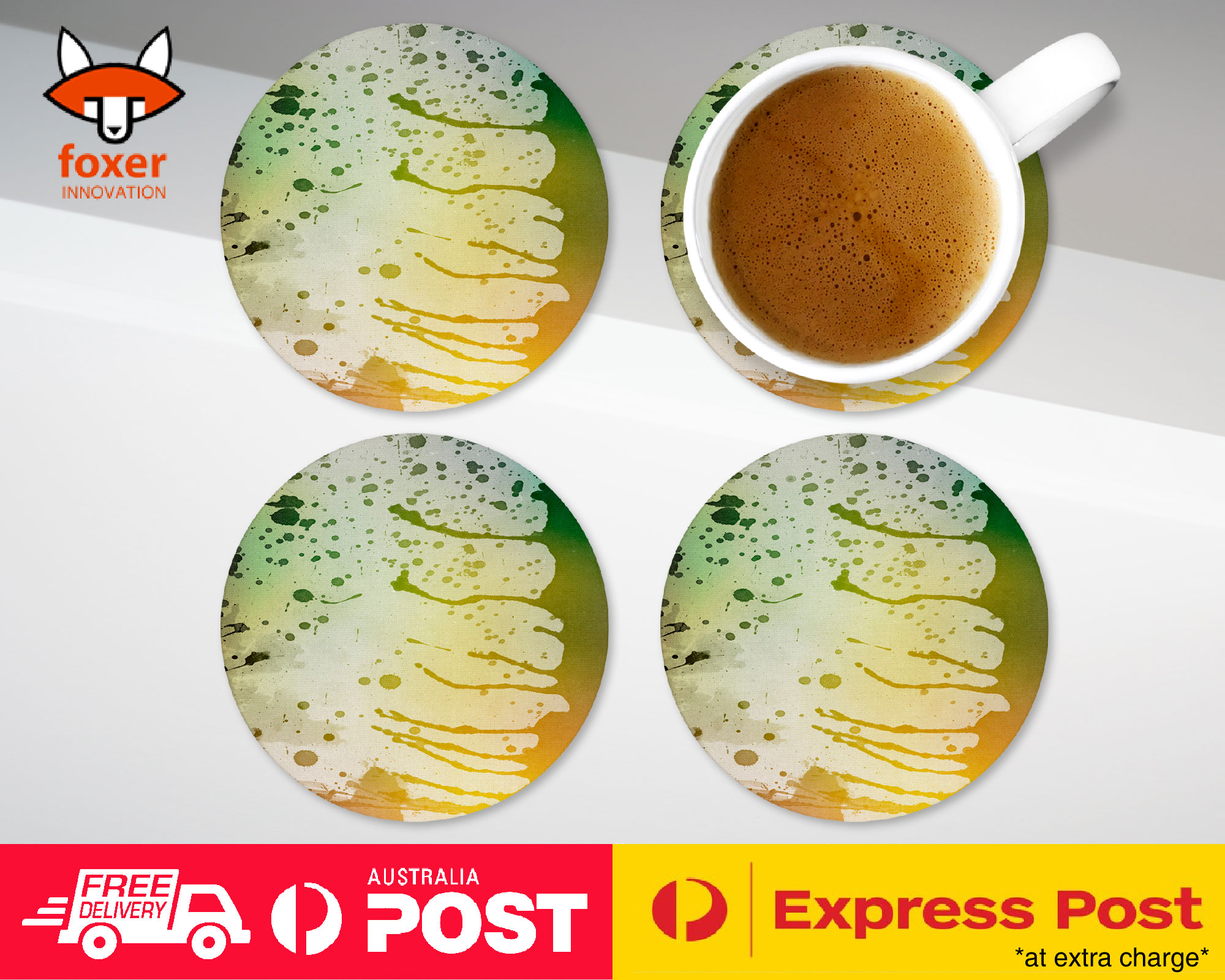 COASTER COFFEE DRINKING MAT|GREEN WATERCOLOR 91