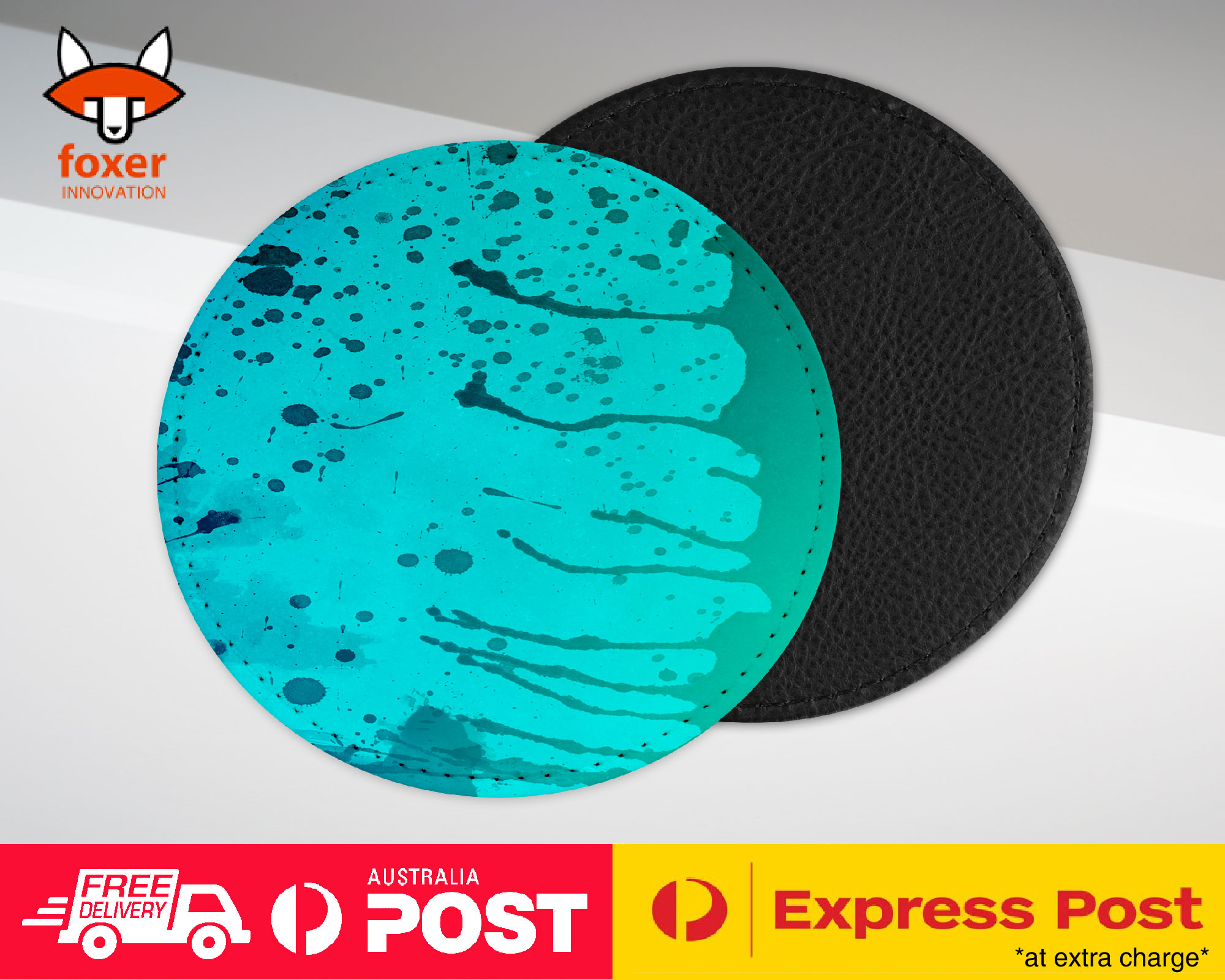 COASTER COFFEE DRINKING MAT|BLUE TEAL WATERCOLOR 92 - Foto 5 di 21