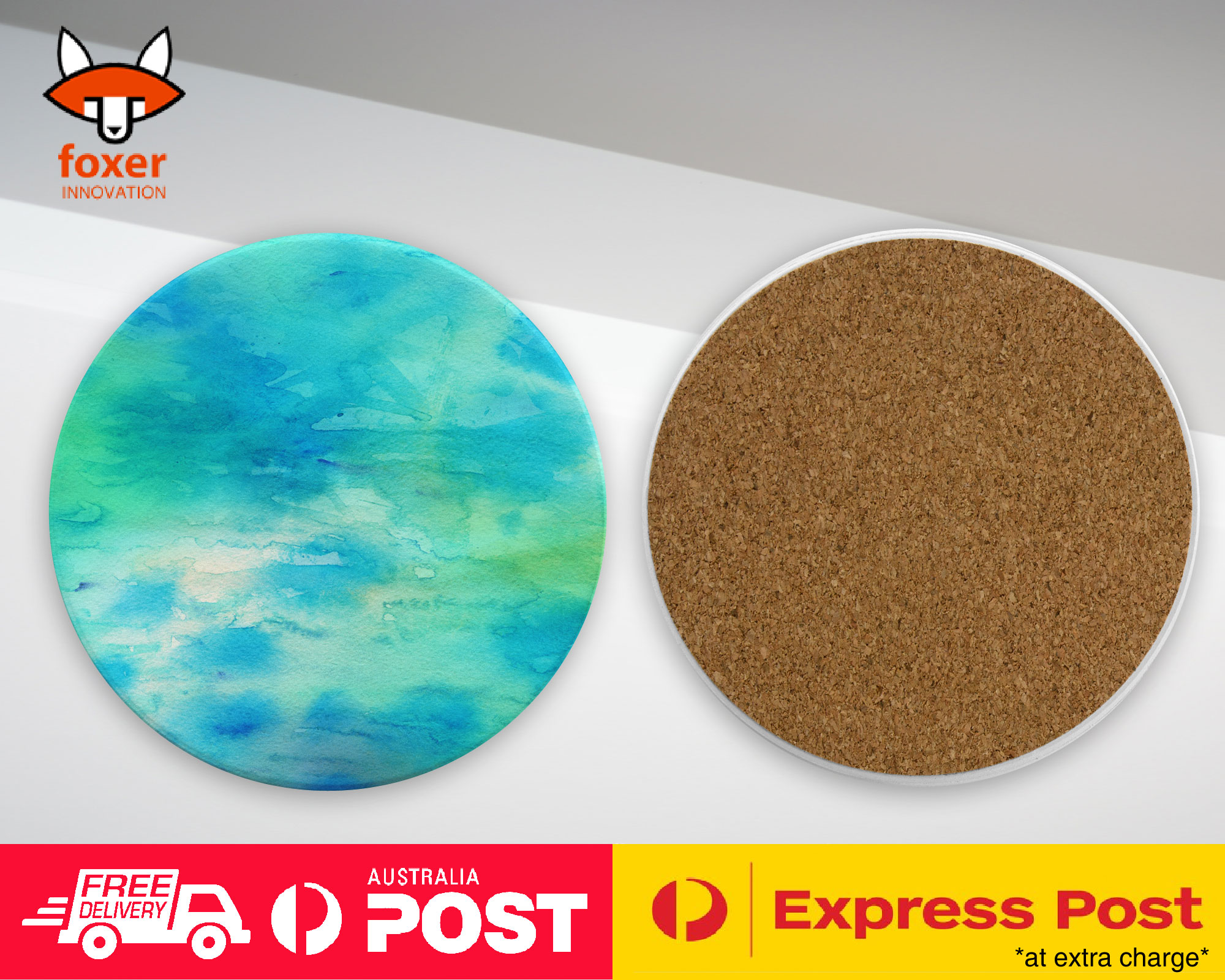 COASTER COFFEE DRINKING MAT|LIGHT BLUE WATERCOLOR 106 - Picture 8 of 21