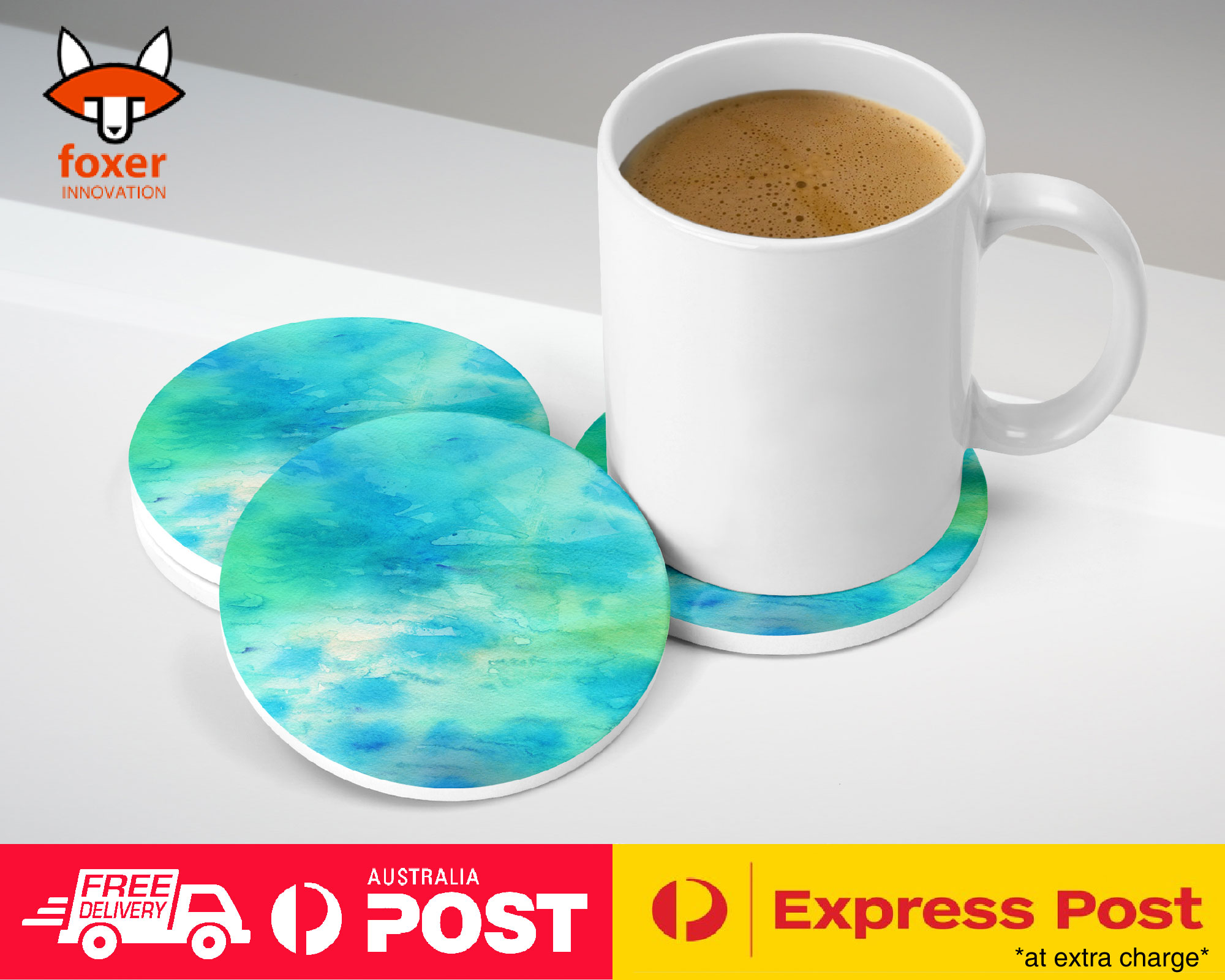 COASTER COFFEE DRINKING MAT|LIGHT BLUE WATERCOLOR 106 - Picture 10 of 21