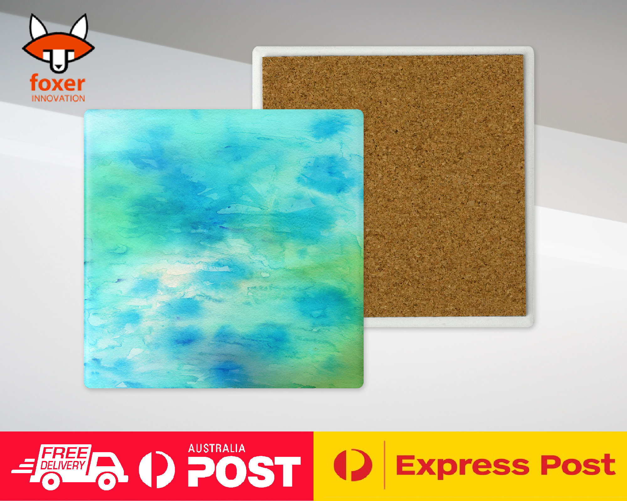 COASTER COFFEE DRINKING MAT|LIGHT BLUE WATERCOLOR 106 - Picture 18 of 21