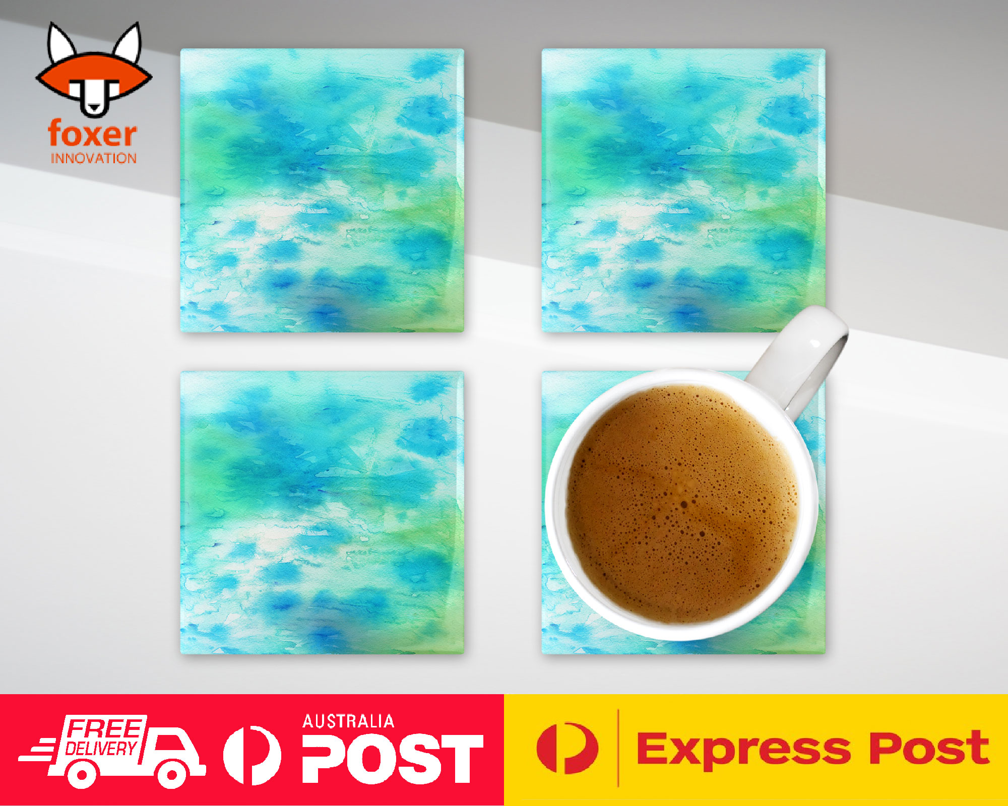 COASTER COFFEE DRINKING MAT|LIGHT BLUE WATERCOLOR 106 - Picture 19 of 21