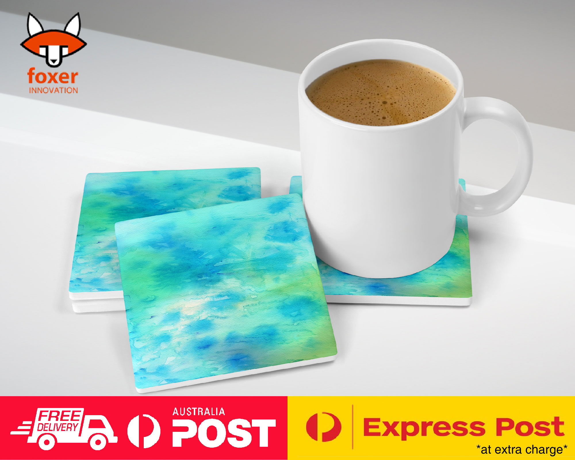 COASTER COFFEE DRINKING MAT|LIGHT BLUE WATERCOLOR 106 - Picture 20 of 21