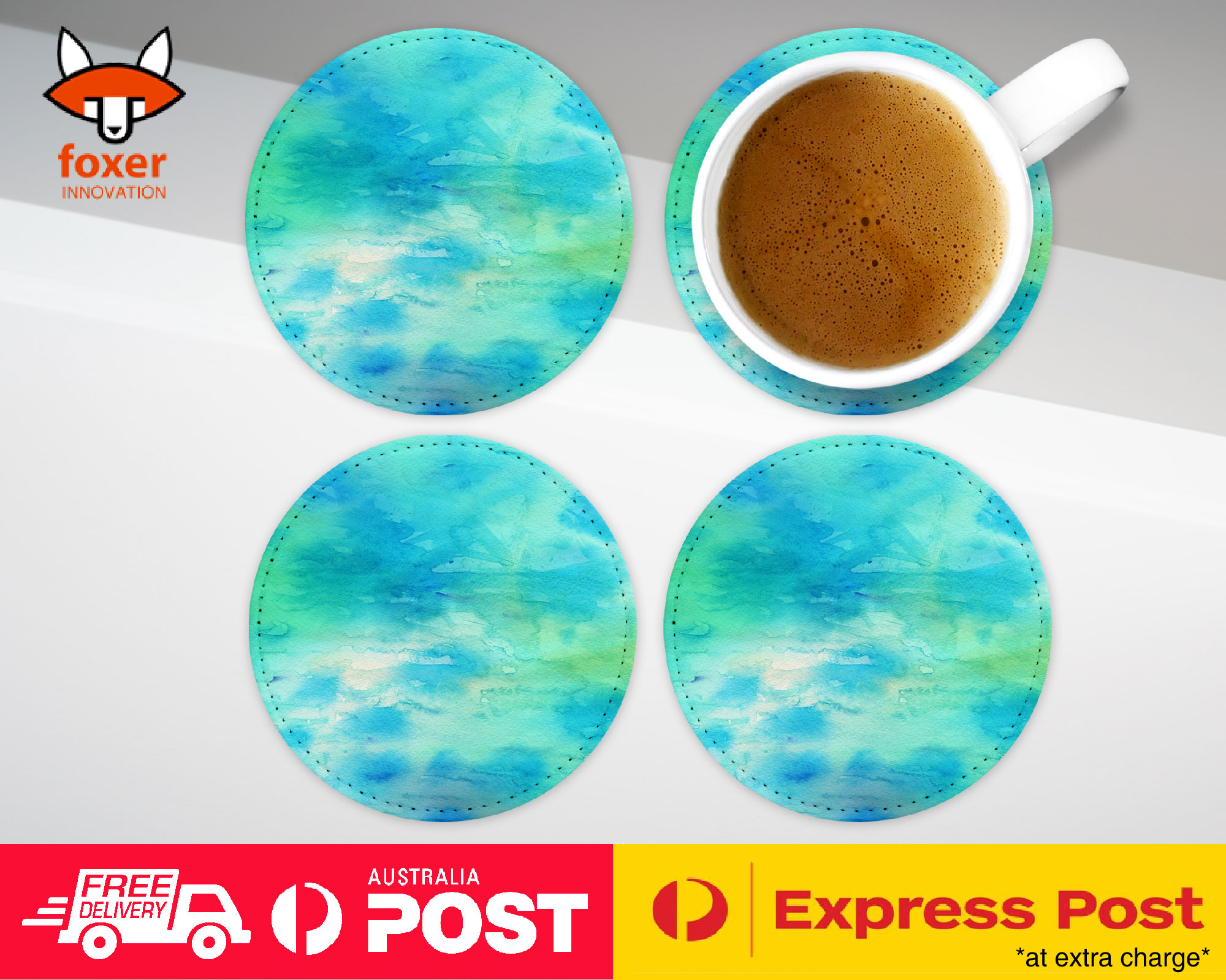 COASTER COFFEE DRINKING MAT|LIGHT BLUE WATERCOLOR 106 - Picture 6 of 21