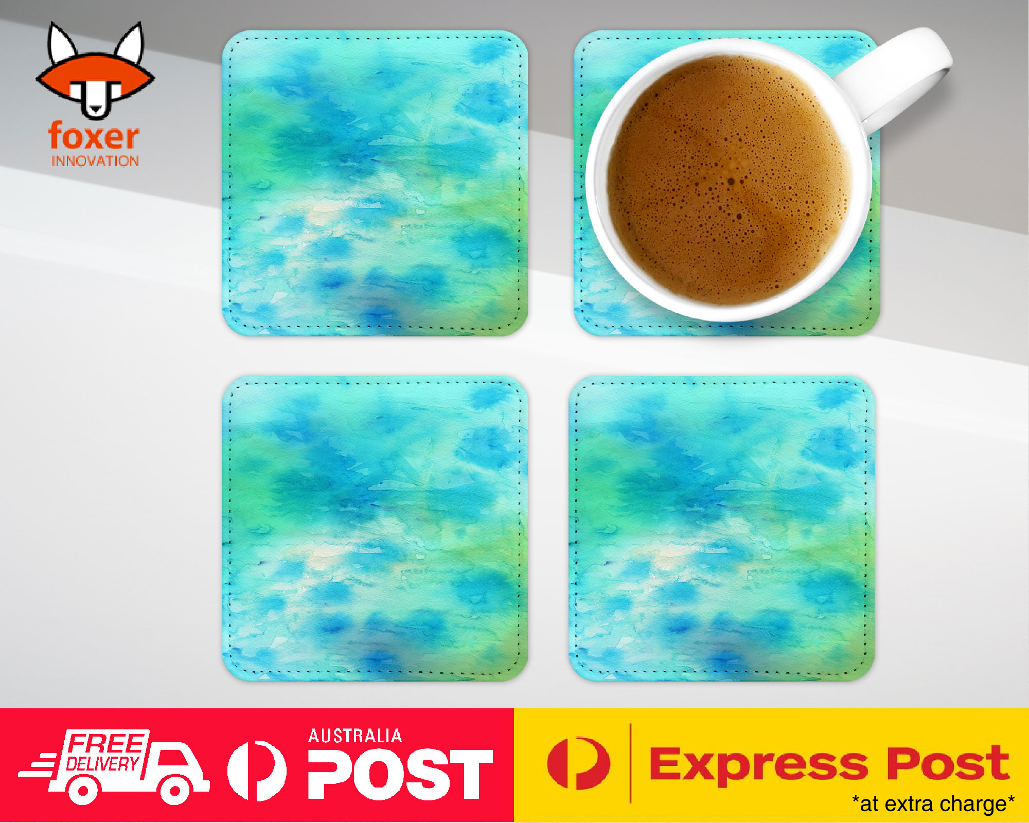 COASTER COFFEE DRINKING MAT|LIGHT BLUE WATERCOLOR 106 - Picture 16 of 21