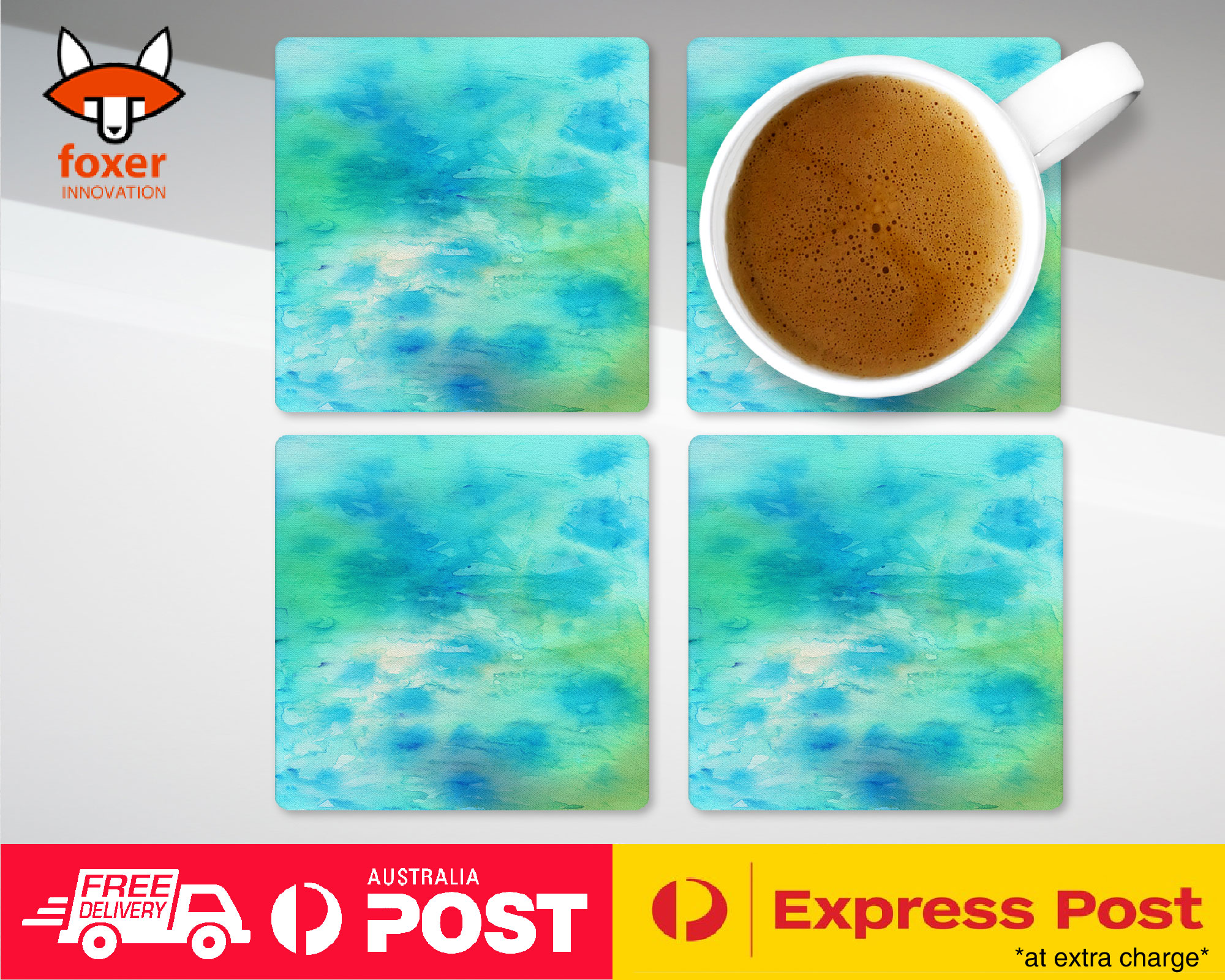 COASTER COFFEE DRINKING MAT|LIGHT BLUE WATERCOLOR 106 - Picture 13 of 21