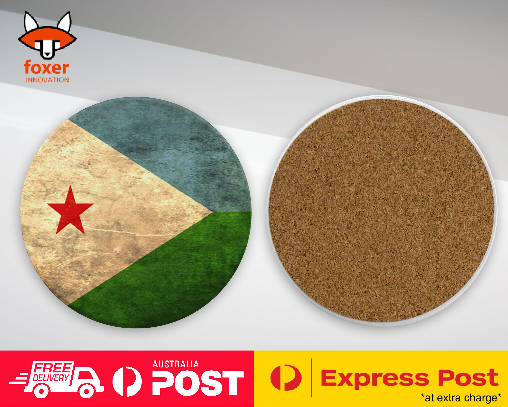 COASTER COFFEE DRINKING MAT|DJIBOUTI COUNTRY FLAG 40