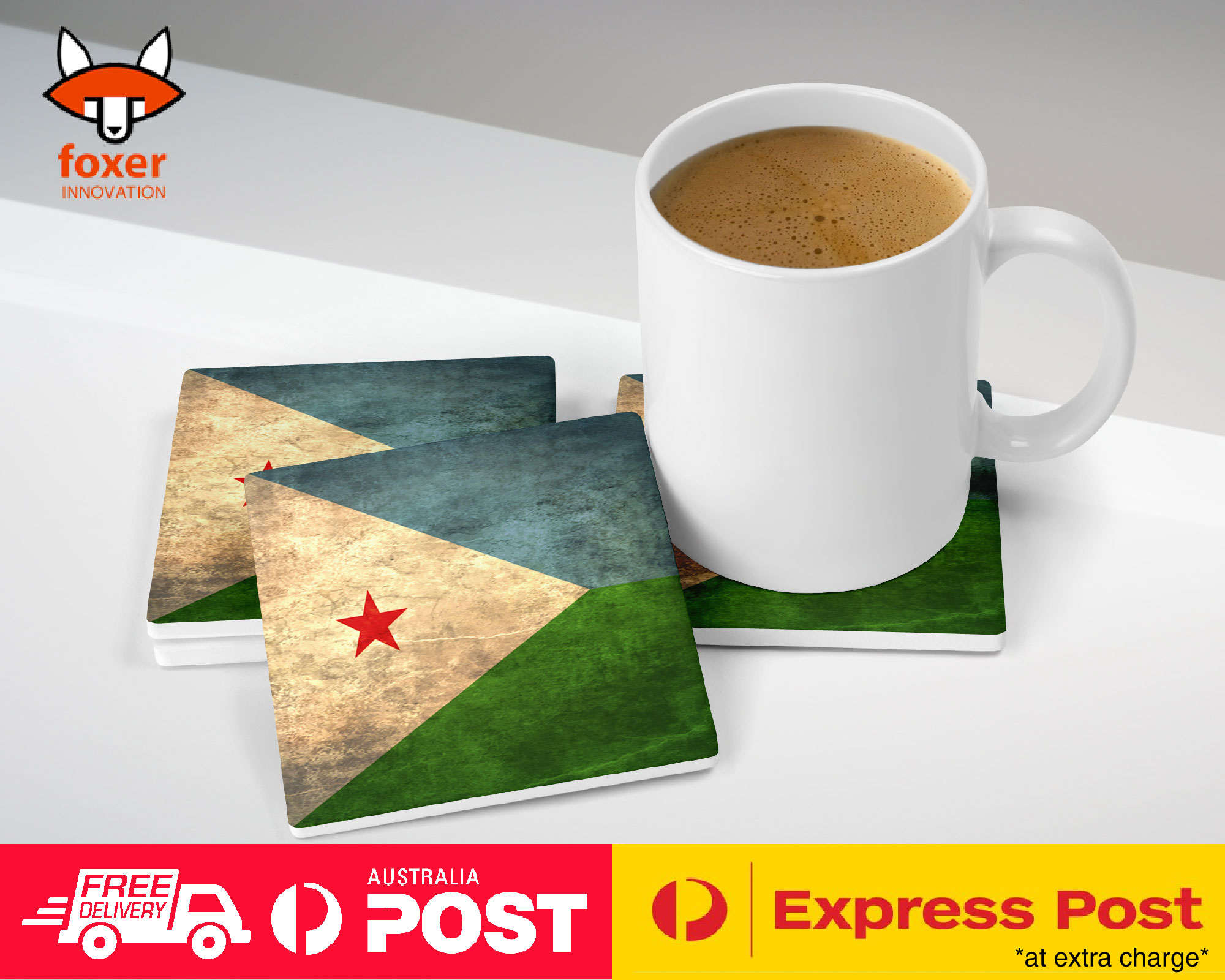 COASTER COFFEE DRINKING MAT|DJIBOUTI COUNTRY FLAG 40