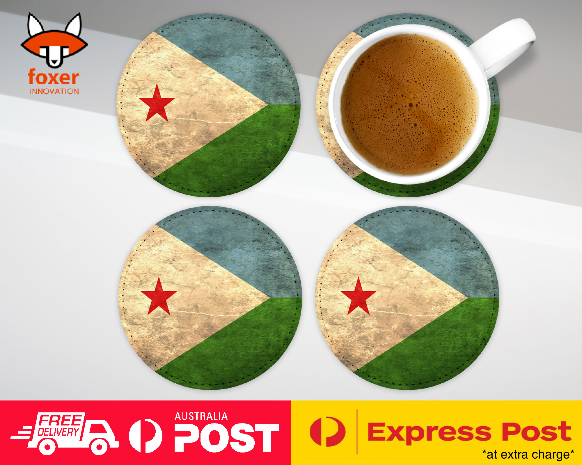 COASTER COFFEE DRINKING MAT|DJIBOUTI COUNTRY FLAG 40