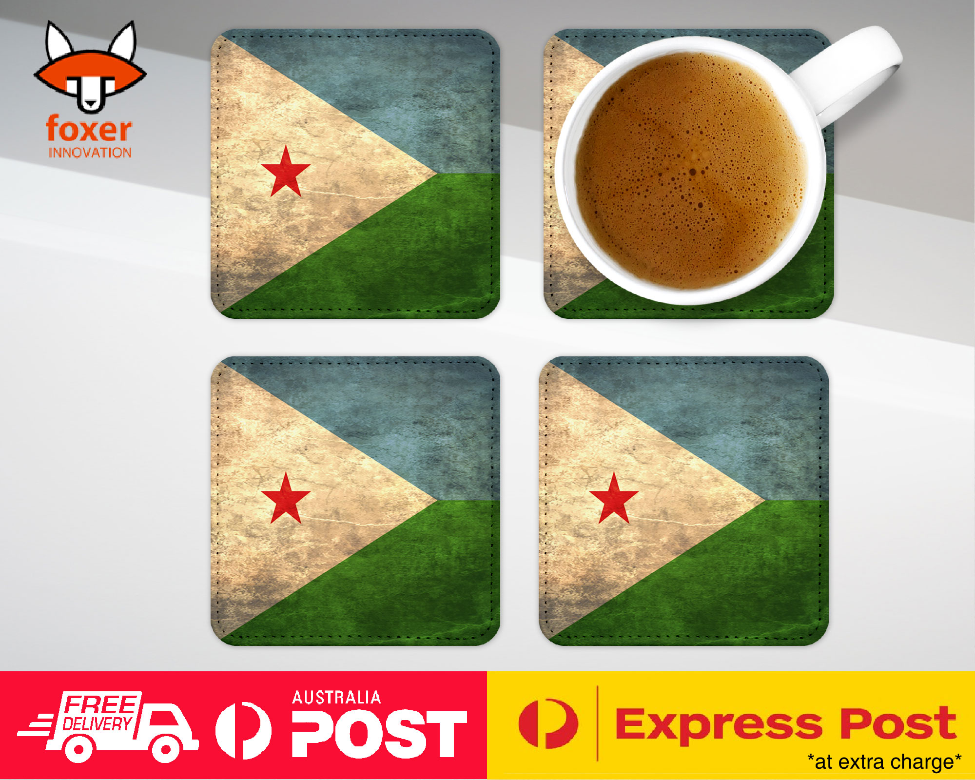 COASTER COFFEE DRINKING MAT|DJIBOUTI COUNTRY FLAG 40