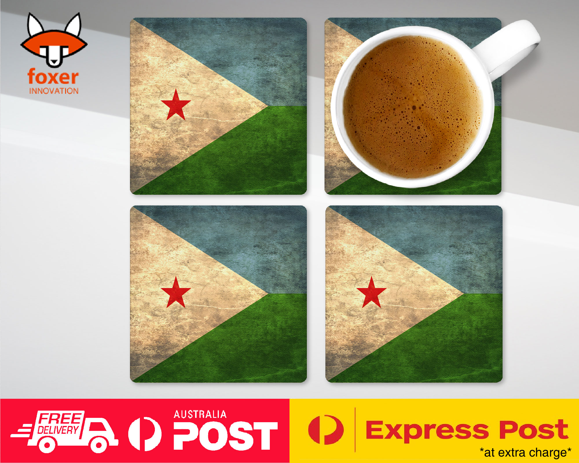 COASTER COFFEE DRINKING MAT|DJIBOUTI COUNTRY FLAG 40