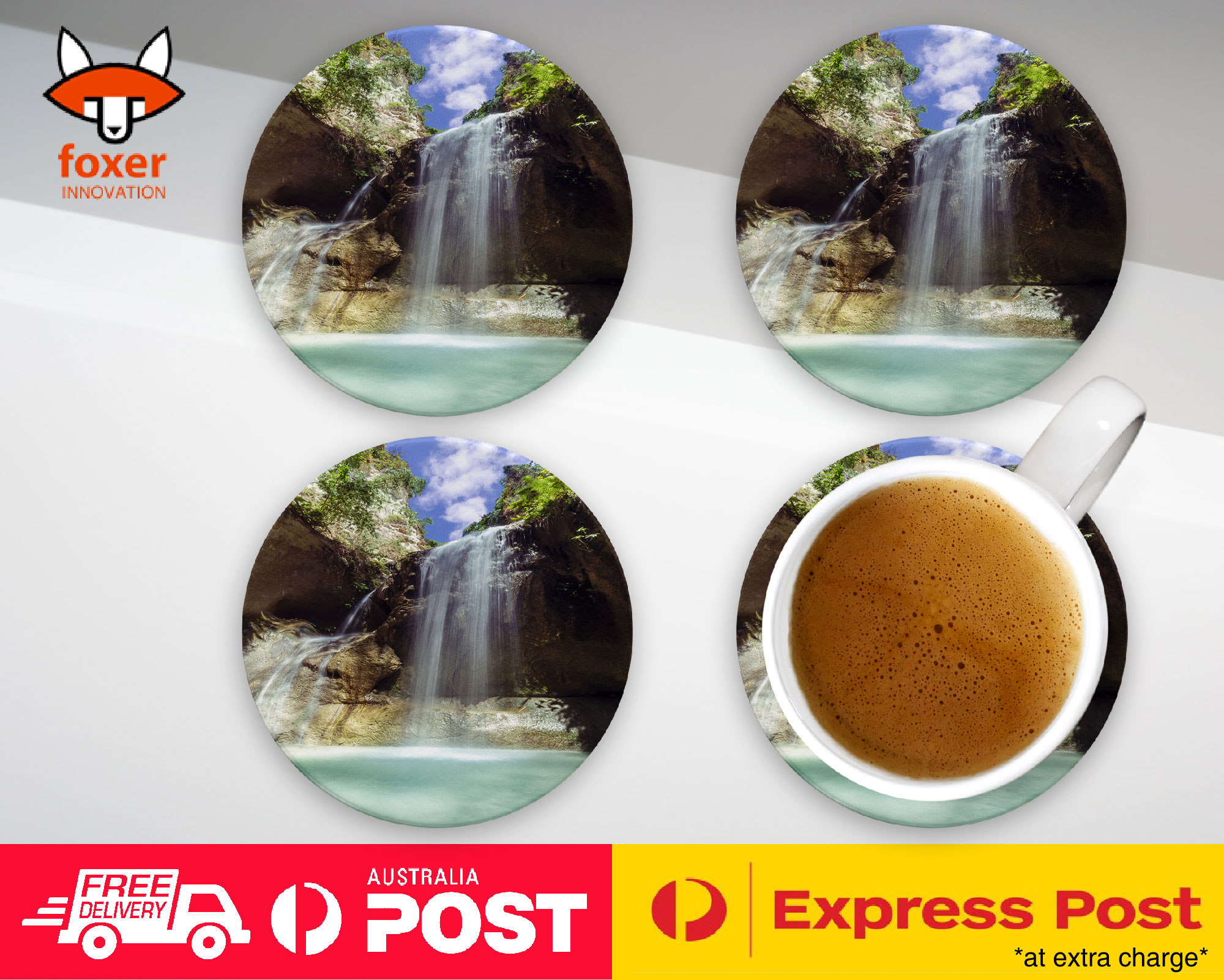 COASTER COFFEE DRINKING MAT|WATERFALL RIVER LAKE 17