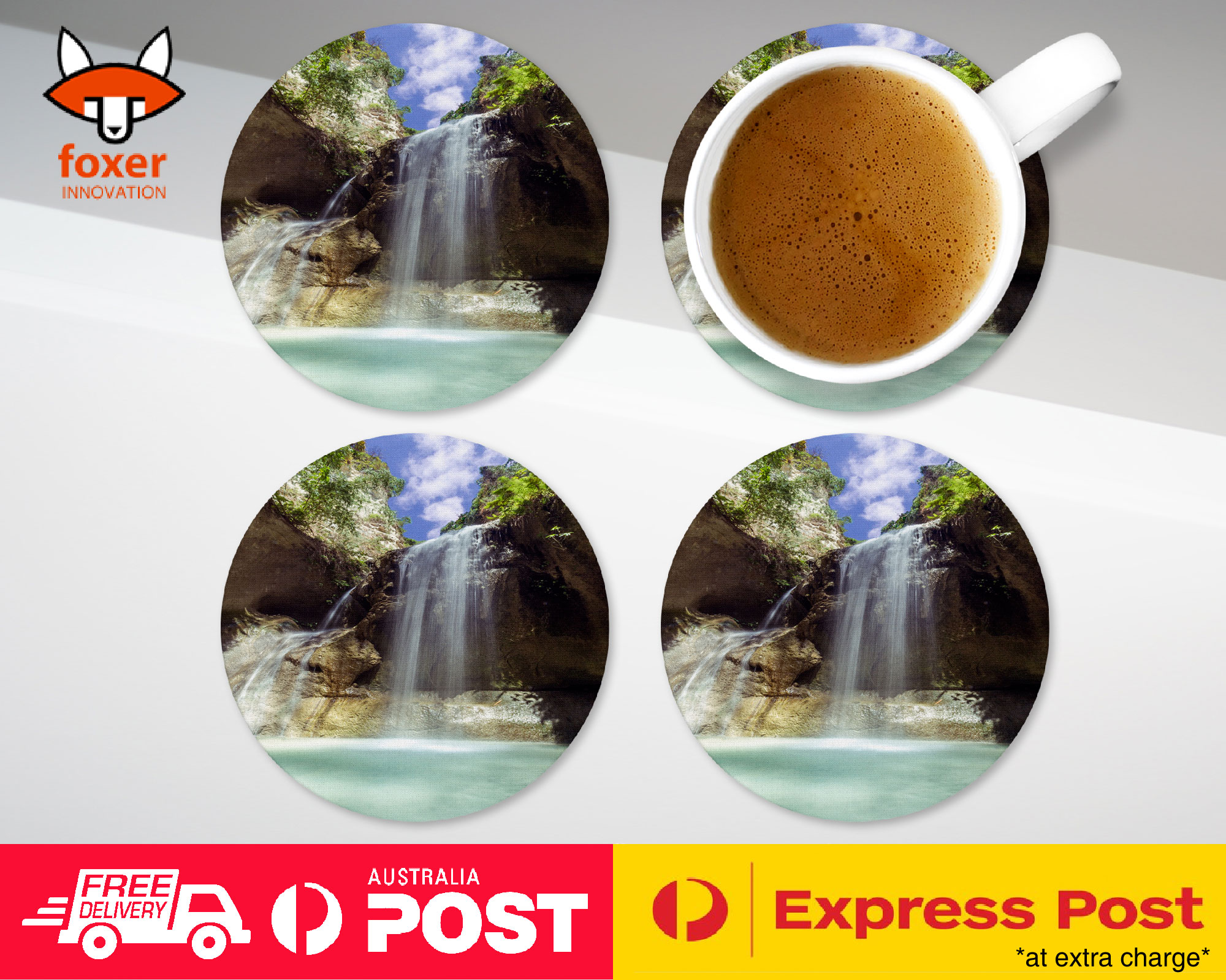 COASTER COFFEE DRINKING MAT|WATERFALL RIVER LAKE 17