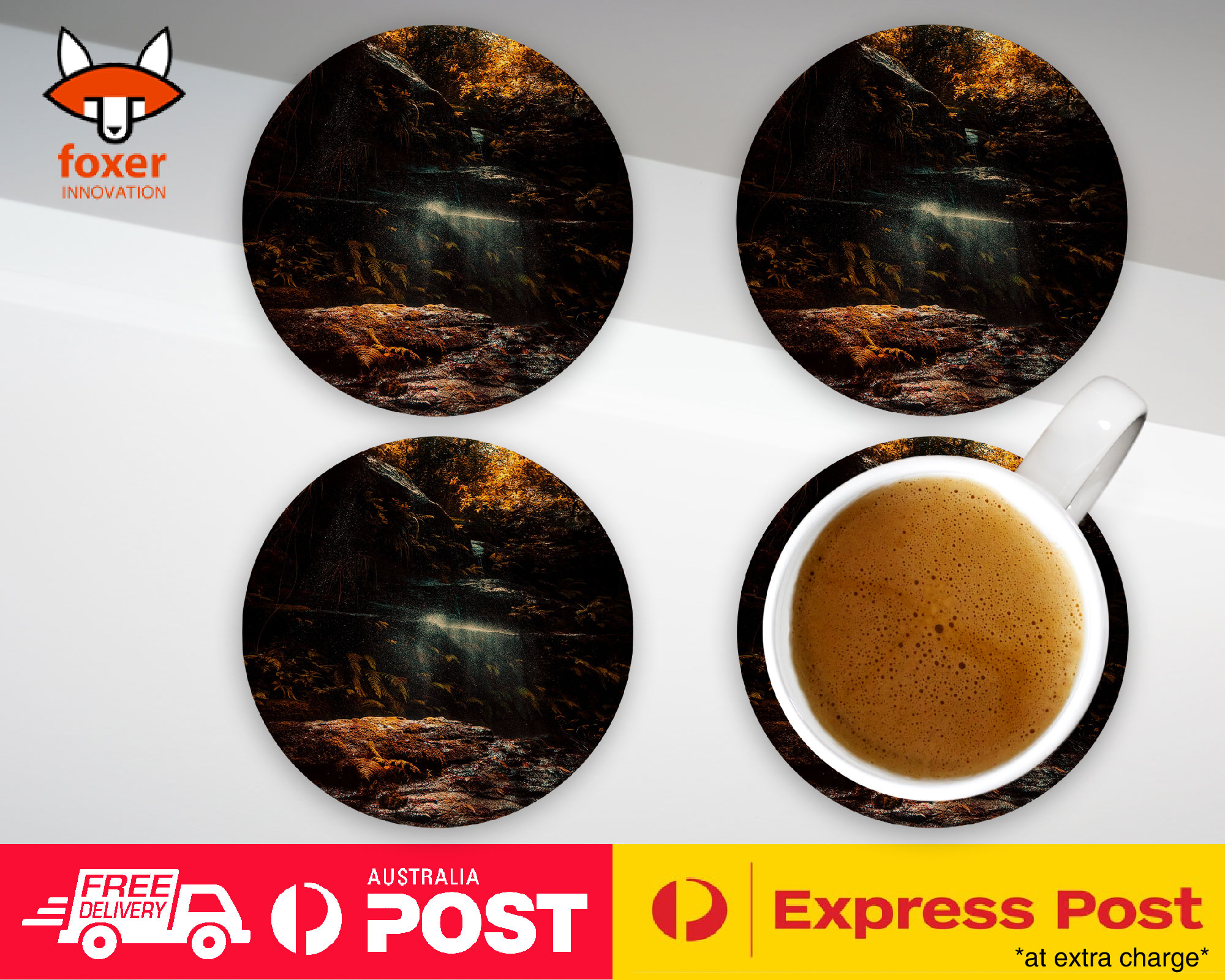 COASTER COFFEE DRINKING MAT|WATERFALL RIVER LAKE 18