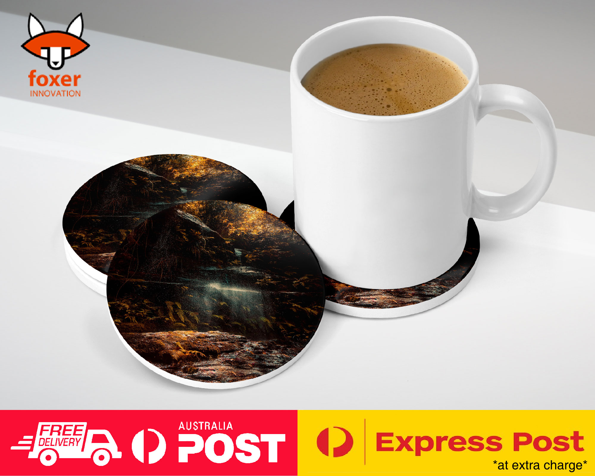 COASTER COFFEE DRINKING MAT|WATERFALL RIVER LAKE 18