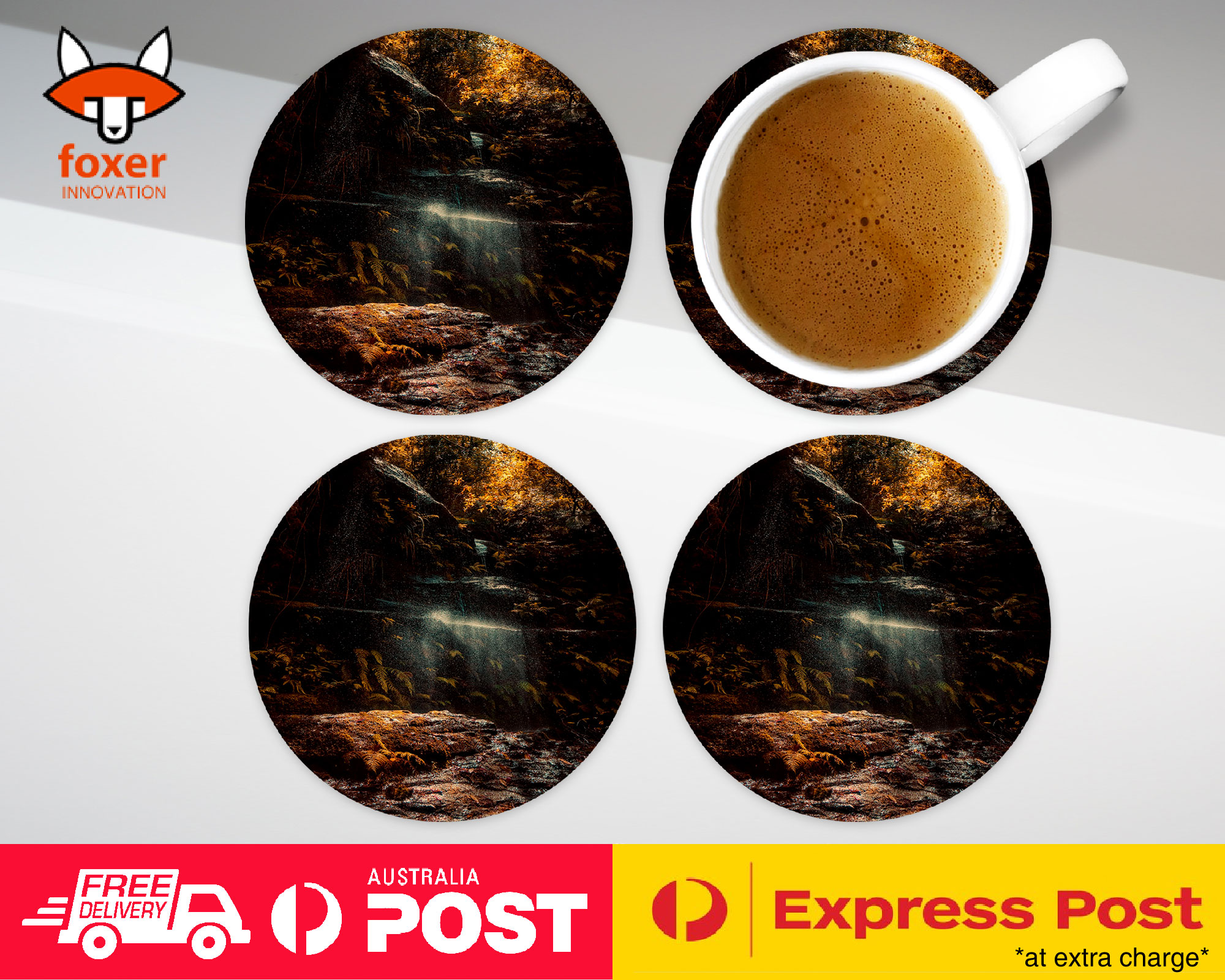 COASTER COFFEE DRINKING MAT|WATERFALL RIVER LAKE 18