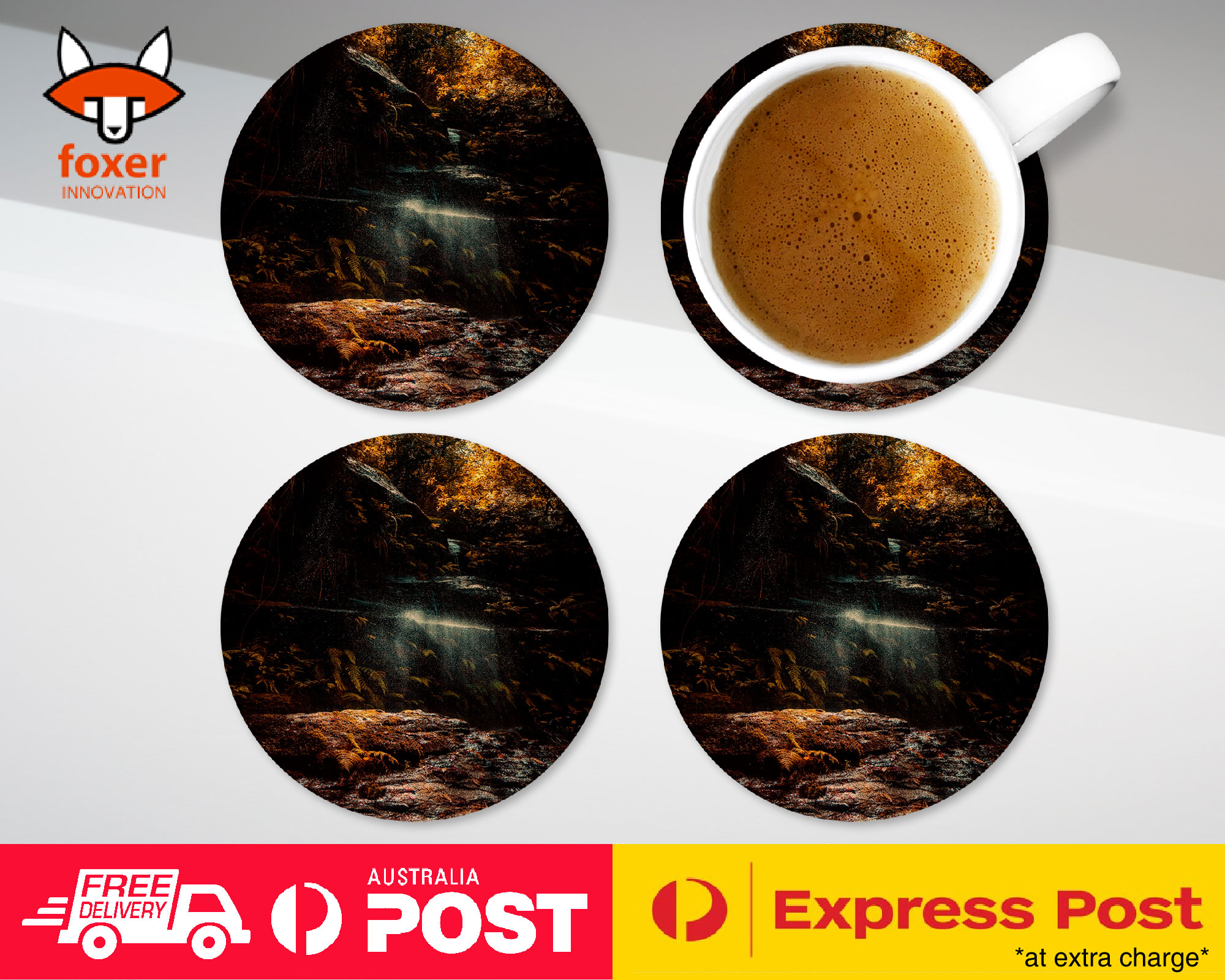 COASTER COFFEE DRINKING MAT|WATERFALL RIVER LAKE 18