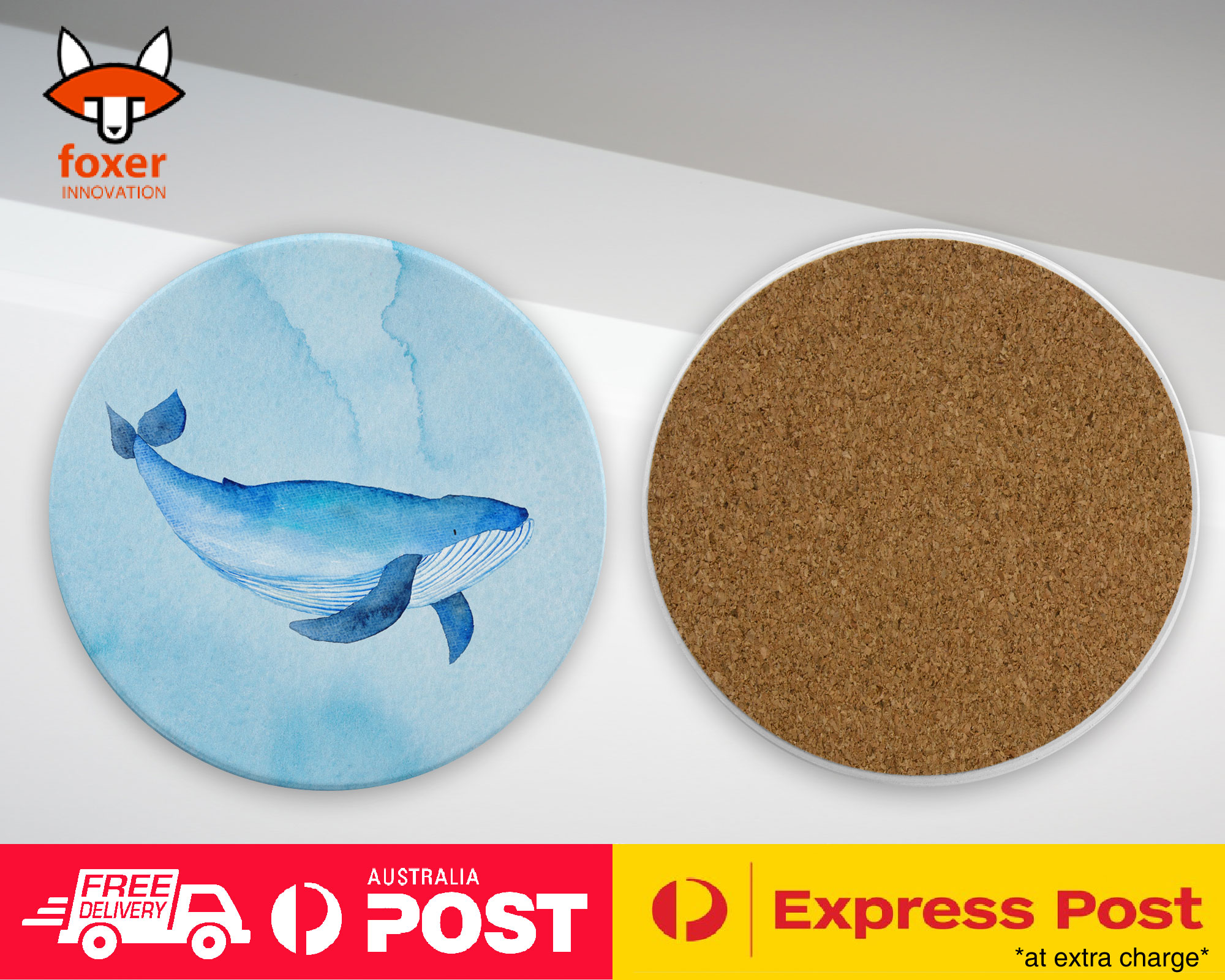 COASTER COFFEE DRINKING MAT|WATERCOLOR WHALE