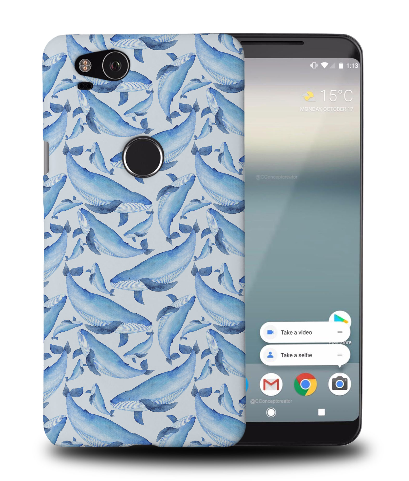 CASE COVER FOR GOOGLE PIXEL|WATERCOLOR WHALE PATTERN 1 - Picture 9 of 11