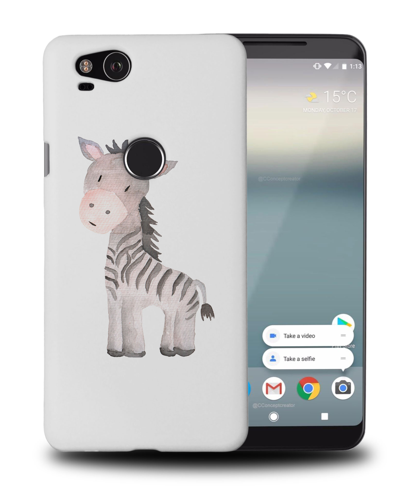CASE COVER FOR GOOGLE PIXEL|WATERCOLOR ZEBRA 1 - Picture 9 of 11