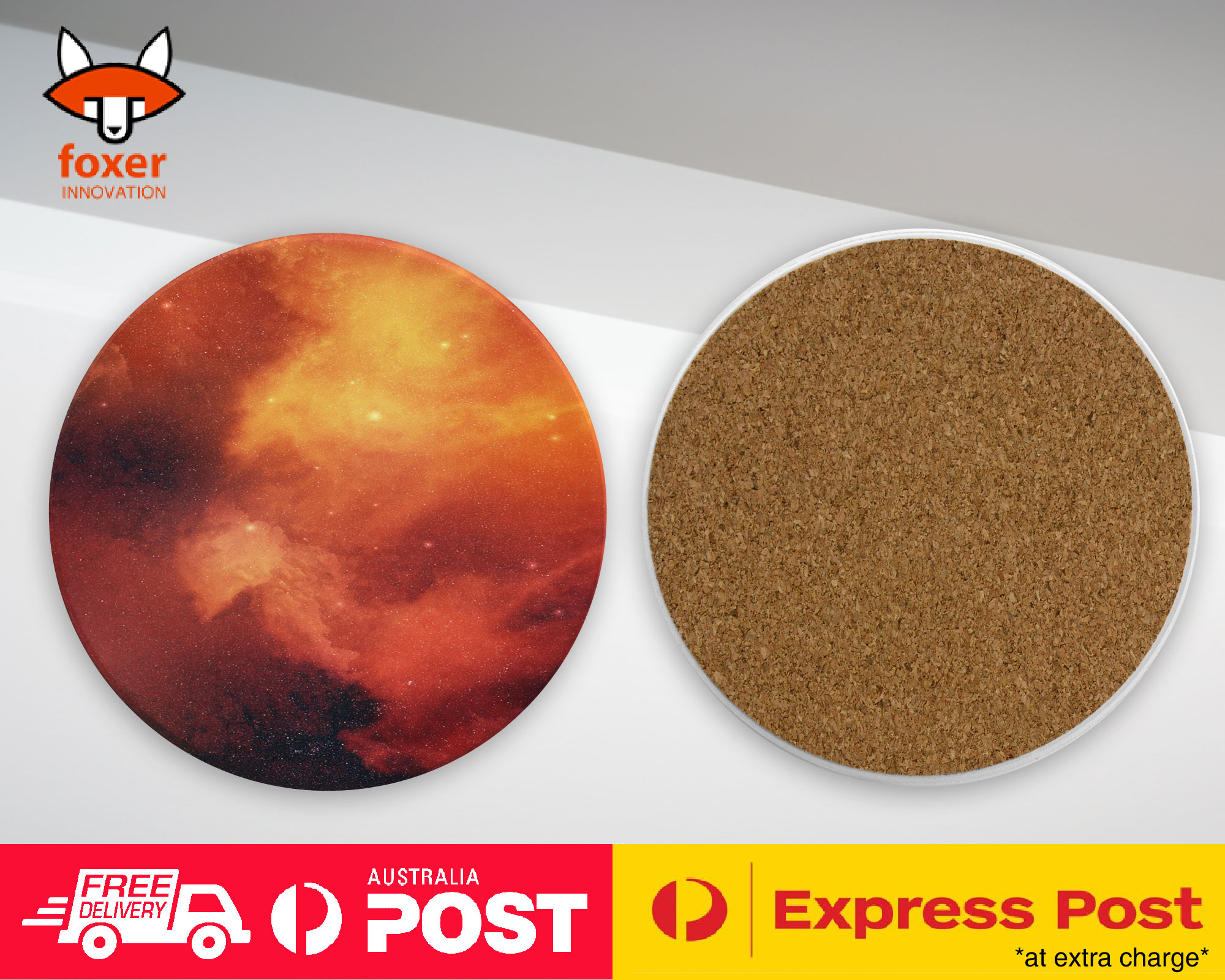 COASTER COFFEE DRINKING MAT|RED NEBULA SPACE GALAXY UNIVERSE