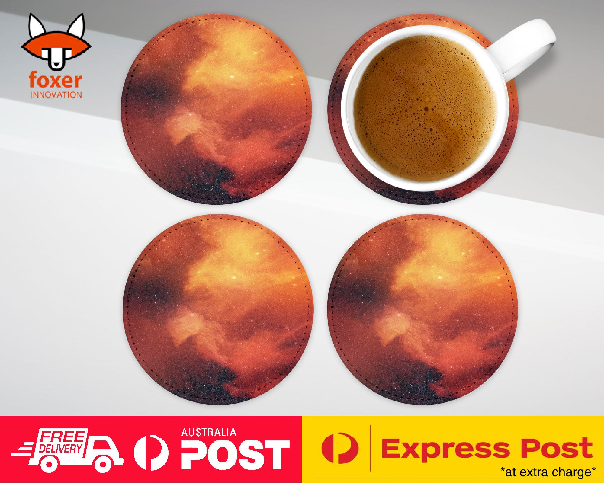 COASTER COFFEE DRINKING MAT|RED NEBULA SPACE GALAXY UNIVERSE