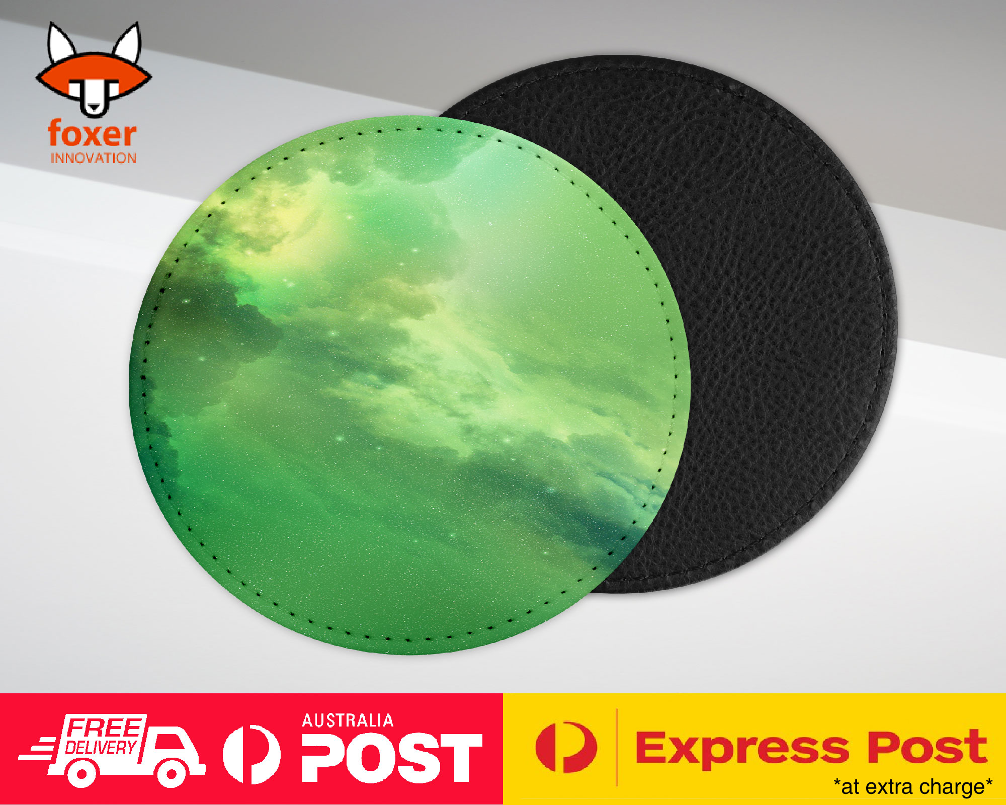 COASTER COFFEE DRINKING MAT|GREEN NEBULA SPACE GALAXY