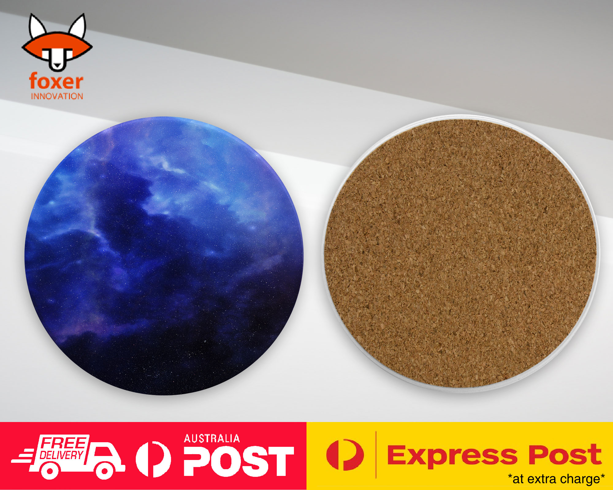 COASTER COFFEE DRINKING MAT|BLUE NEBULA SPACE GALAXY