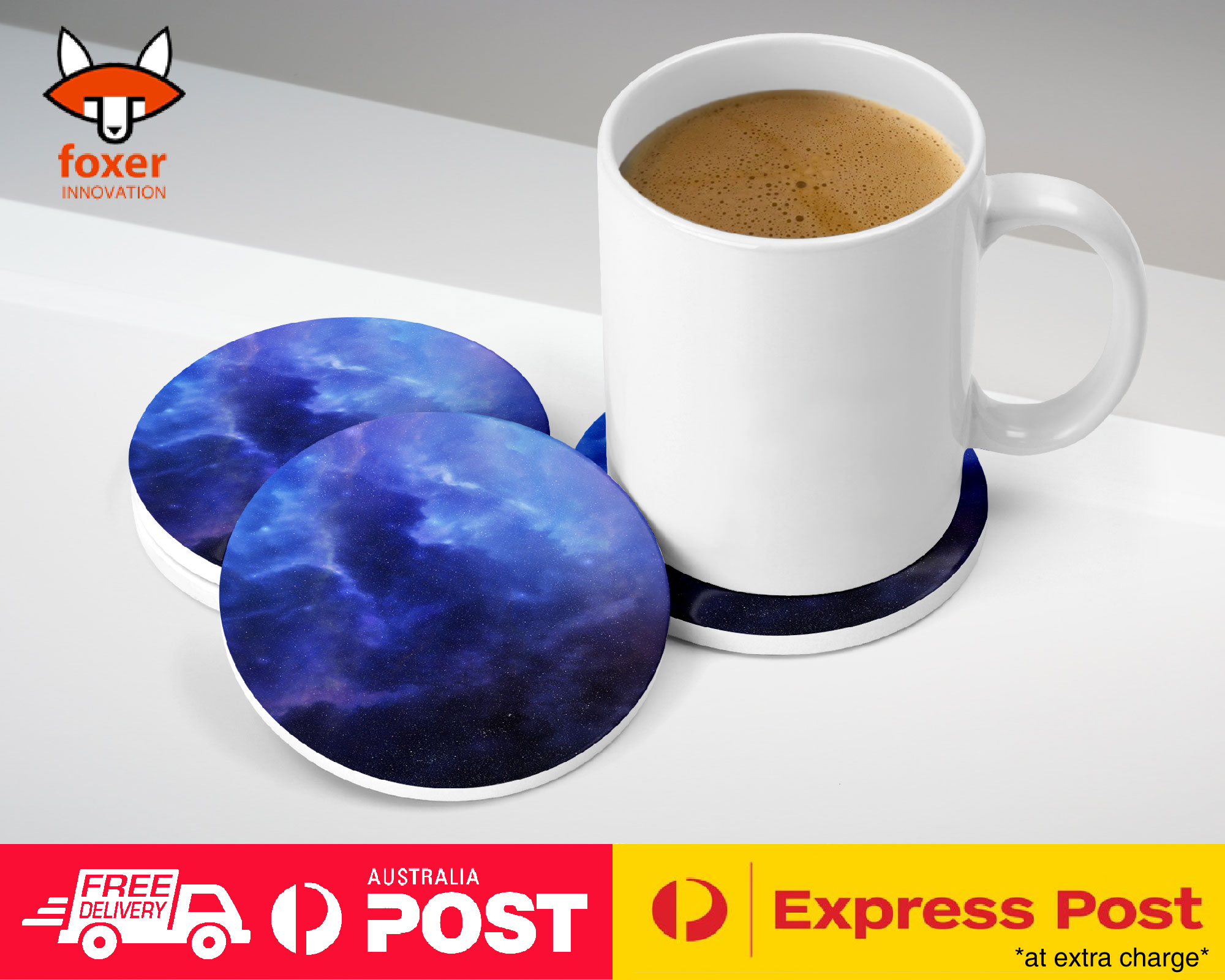 COASTER COFFEE DRINKING MAT|BLUE NEBULA SPACE GALAXY