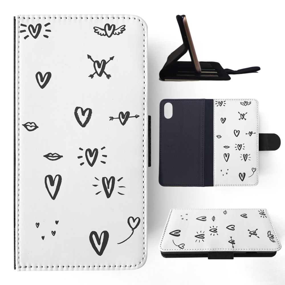 FLIP CASE FOR APPLE IPHONE|LOVE HEART DOODLE PATTERNS - Bild 114 von 193