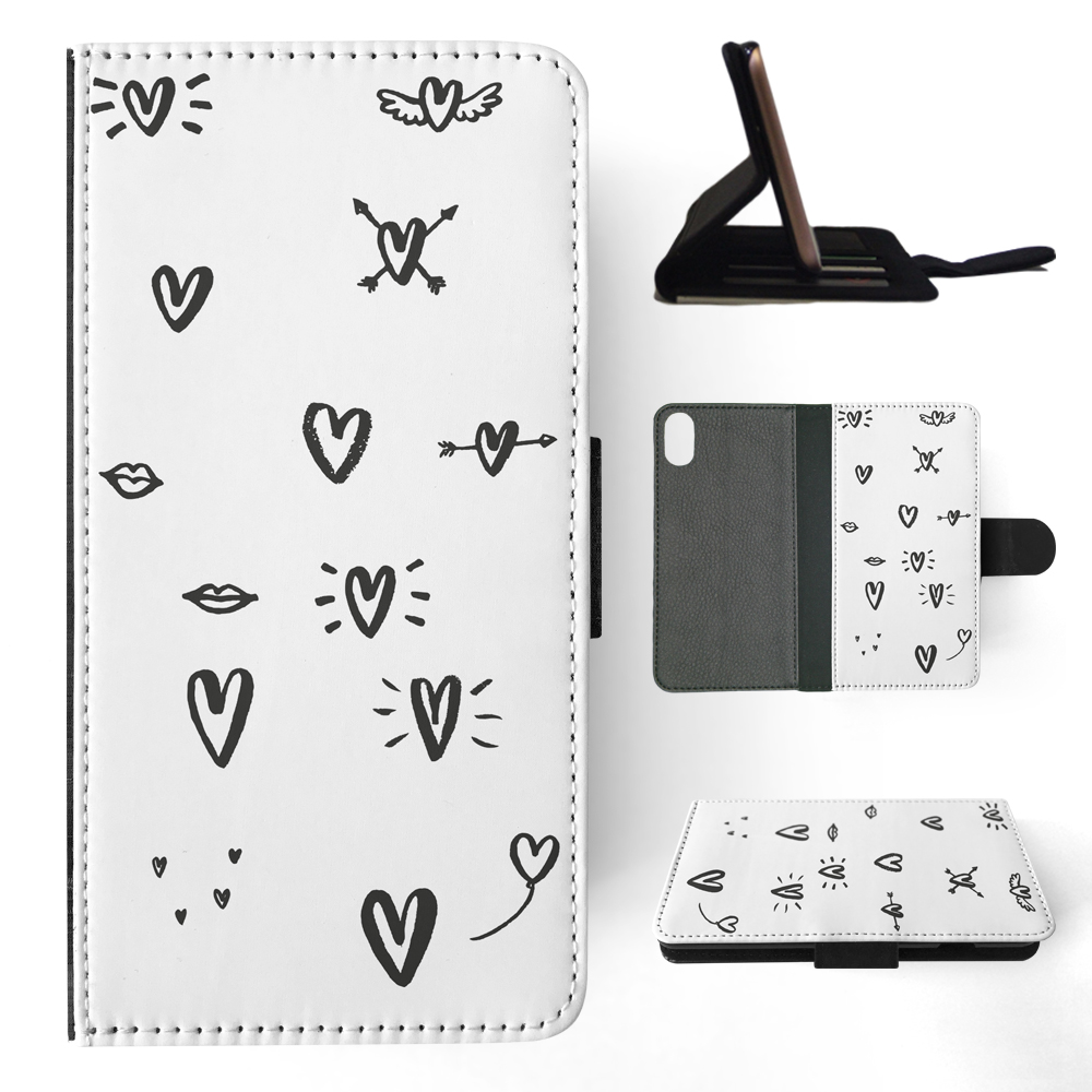 FLIP CASE FOR APPLE IPHONE|LOVE HEART DOODLE PATTERNS - Bild 119 von 193