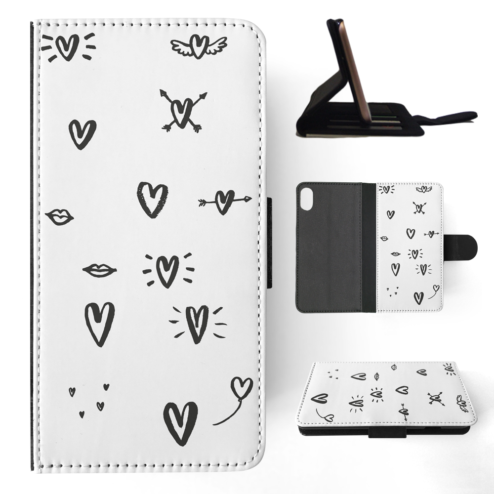 FLIP CASE FOR APPLE IPHONE|LOVE HEART DOODLE PATTERNS - Bild 109 von 193