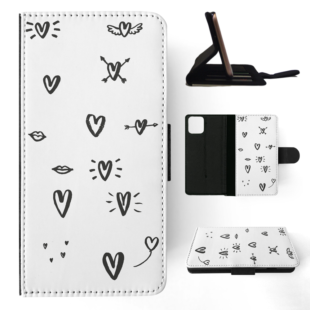 FLIP CASE FOR APPLE IPHONE|LOVE HEART DOODLE PATTERNS - Bild 99 von 193