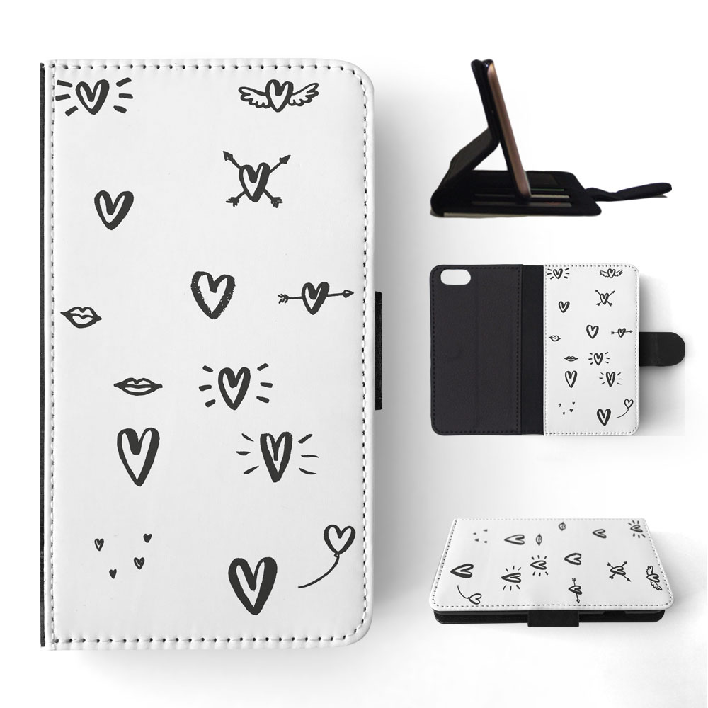 FLIP CASE FOR APPLE IPHONE|LOVE HEART DOODLE PATTERNS - Bild 169 von 193