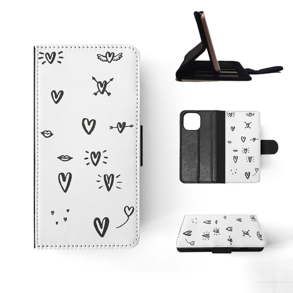 FLIP CASE FOR APPLE IPHONE|LOVE HEART DOODLE PATTERNS - Bild 81 von 193