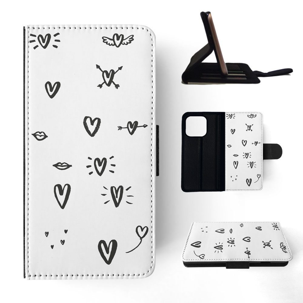 FLIP CASE FOR APPLE IPHONE|LOVE HEART DOODLE PATTERNS - Bild 71 von 193