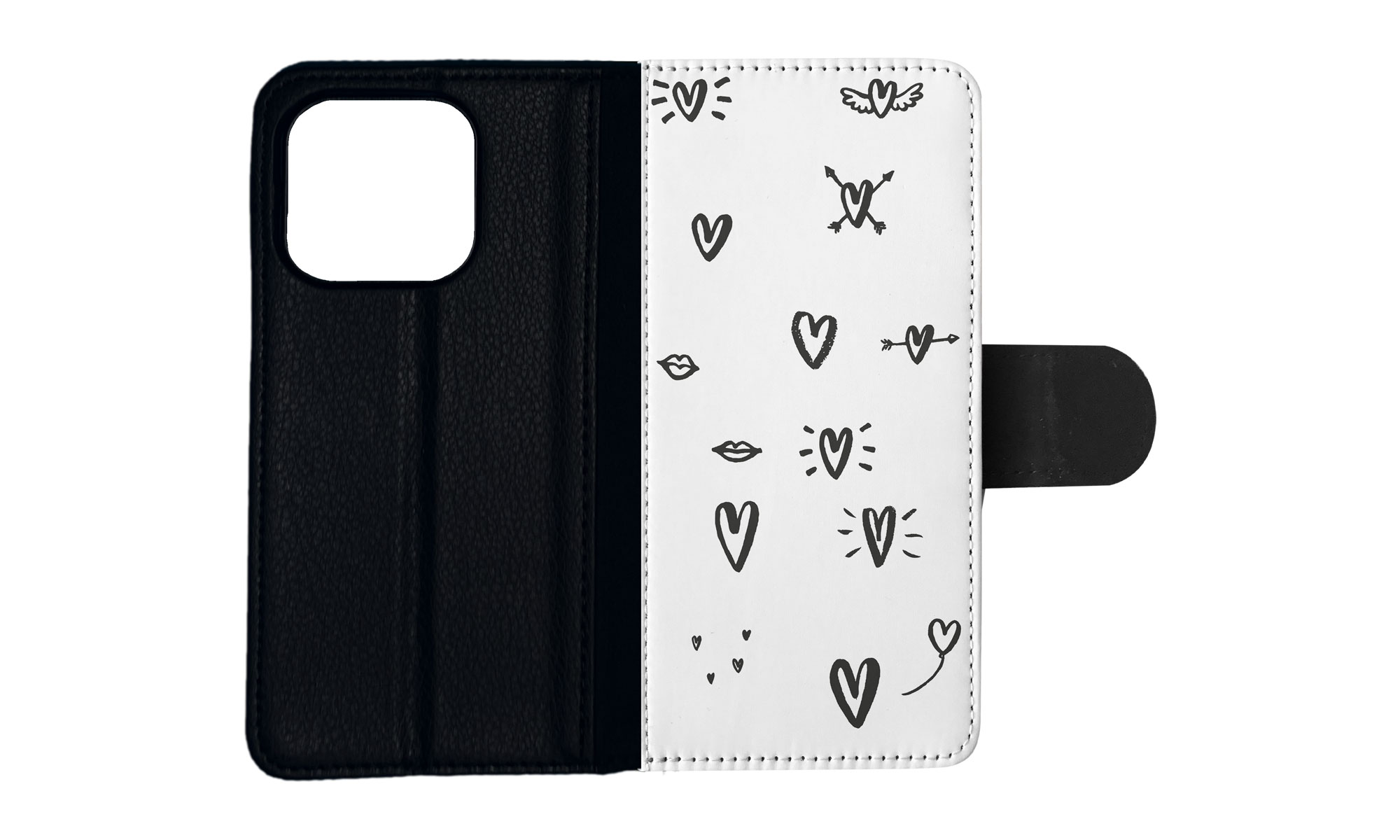 FLIP CASE FOR APPLE IPHONE|LOVE HEART DOODLE PATTERNS - Bild 74 von 193
