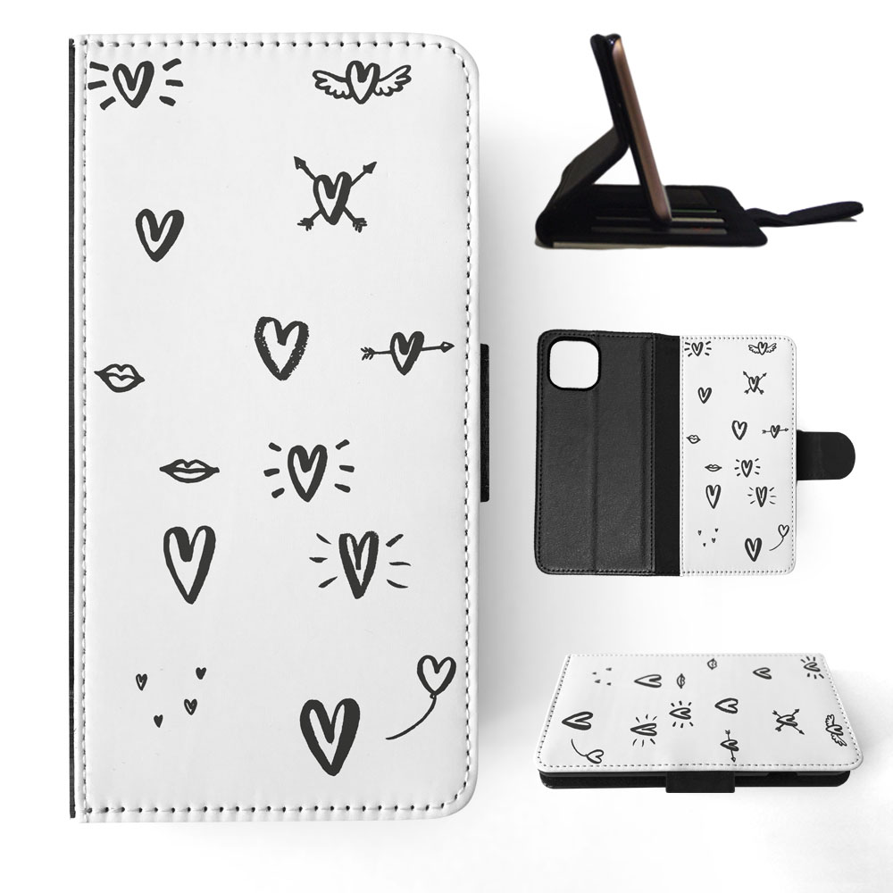 FLIP CASE FOR APPLE IPHONE|LOVE HEART DOODLE PATTERNS - Bild 56 von 193