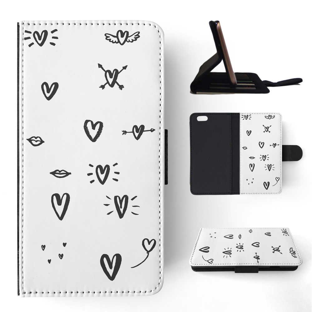 FLIP CASE FOR APPLE IPHONE|LOVE HEART DOODLE PATTERNS - Bild 159 von 193
